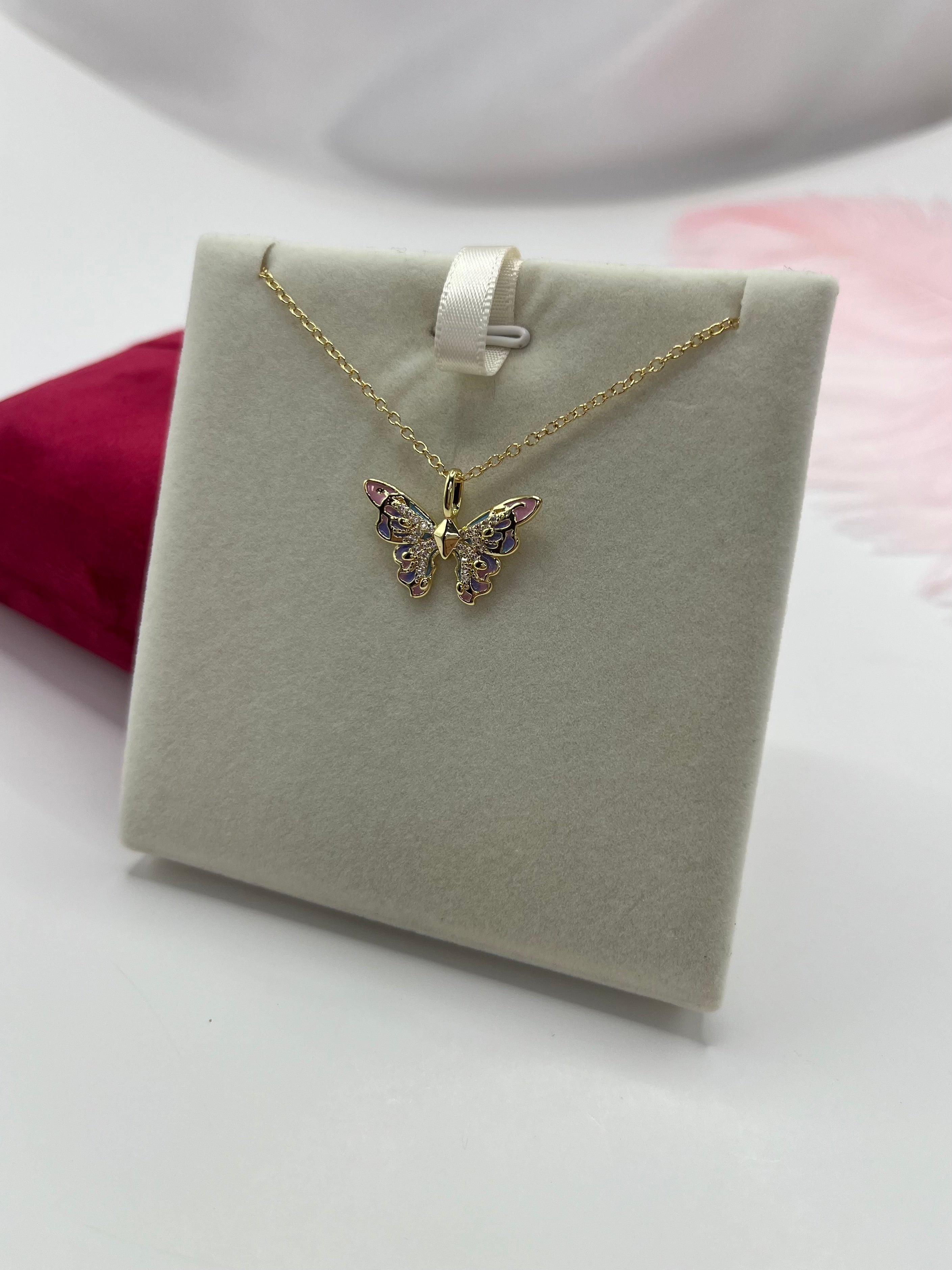 Butterfly Necklace, Real 18K Gold Plated