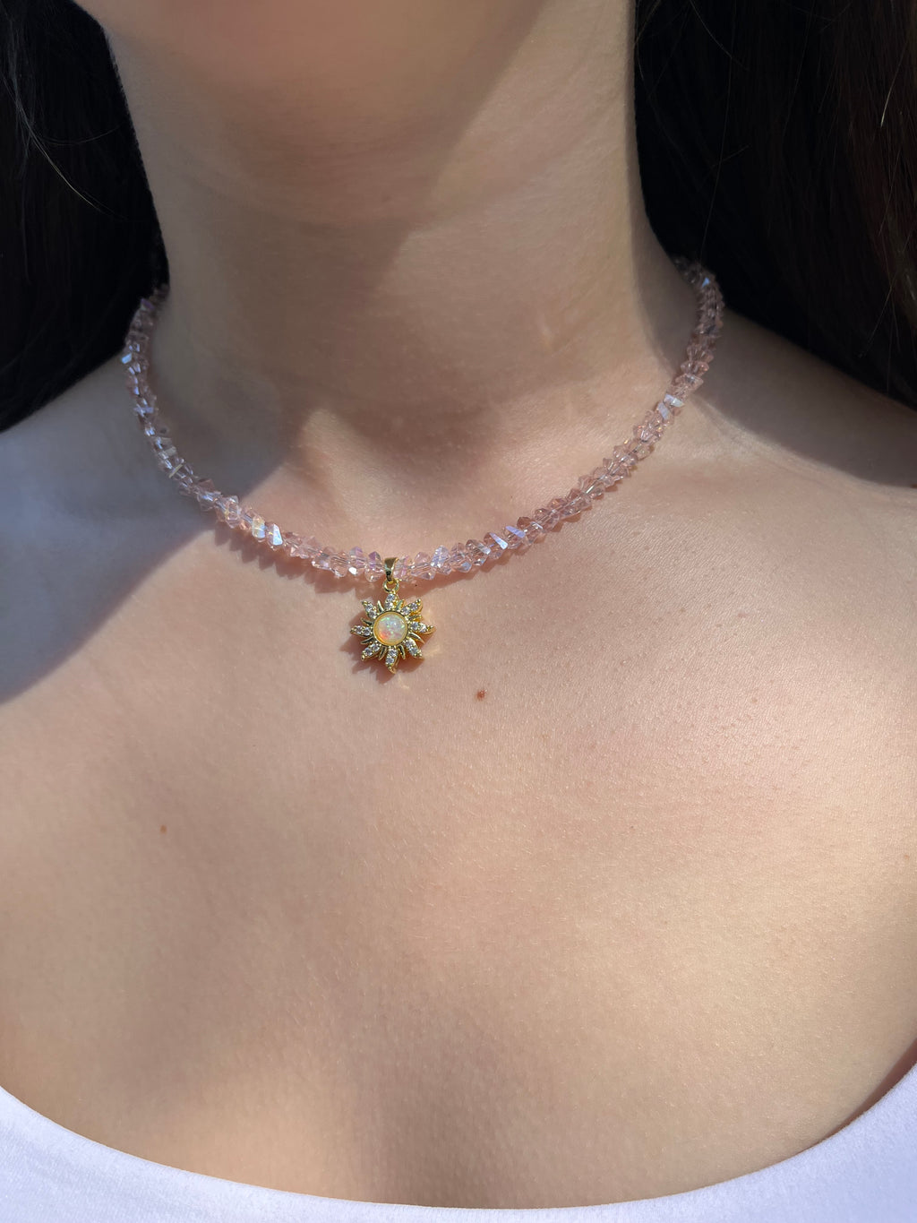 Sun Crystal Choker Necklace – 18K Gold Plated
