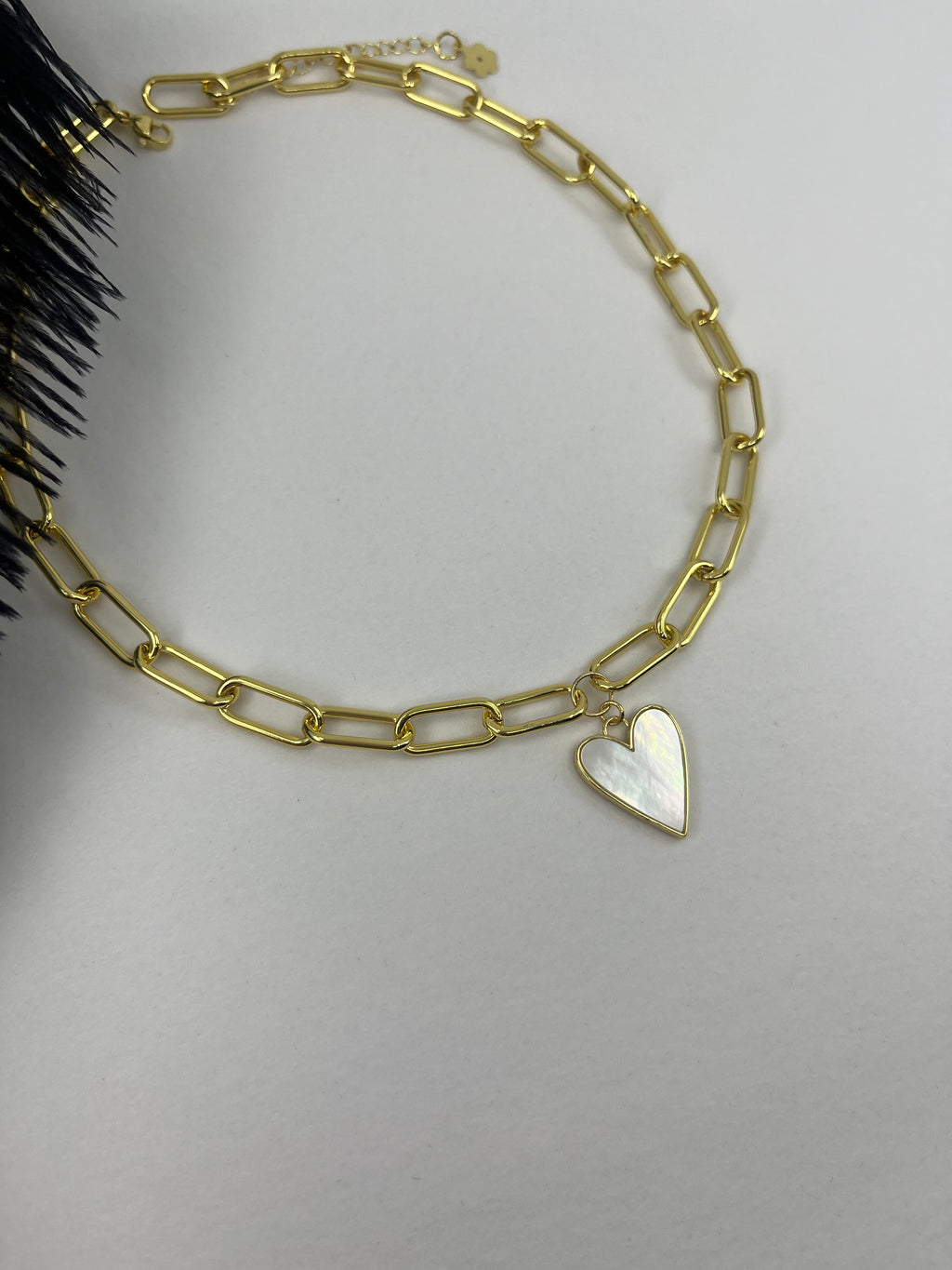 18K Gold Chunky Chain Necklace with heart