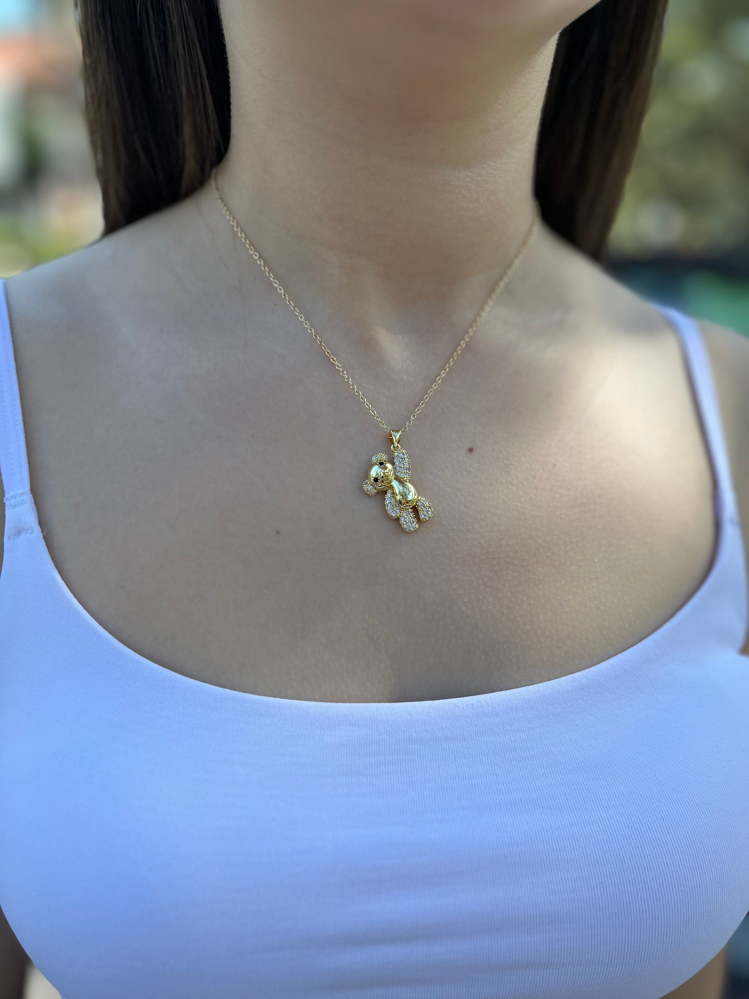 Teddy Bear Necklace, pendant  Real 16K Gold Plated
