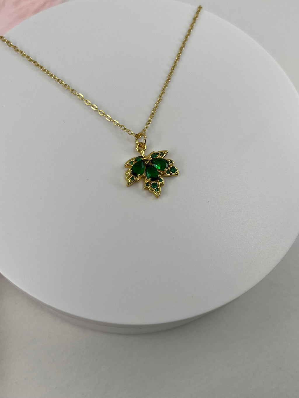 Necklace with 18K Gold maple leaf pendant