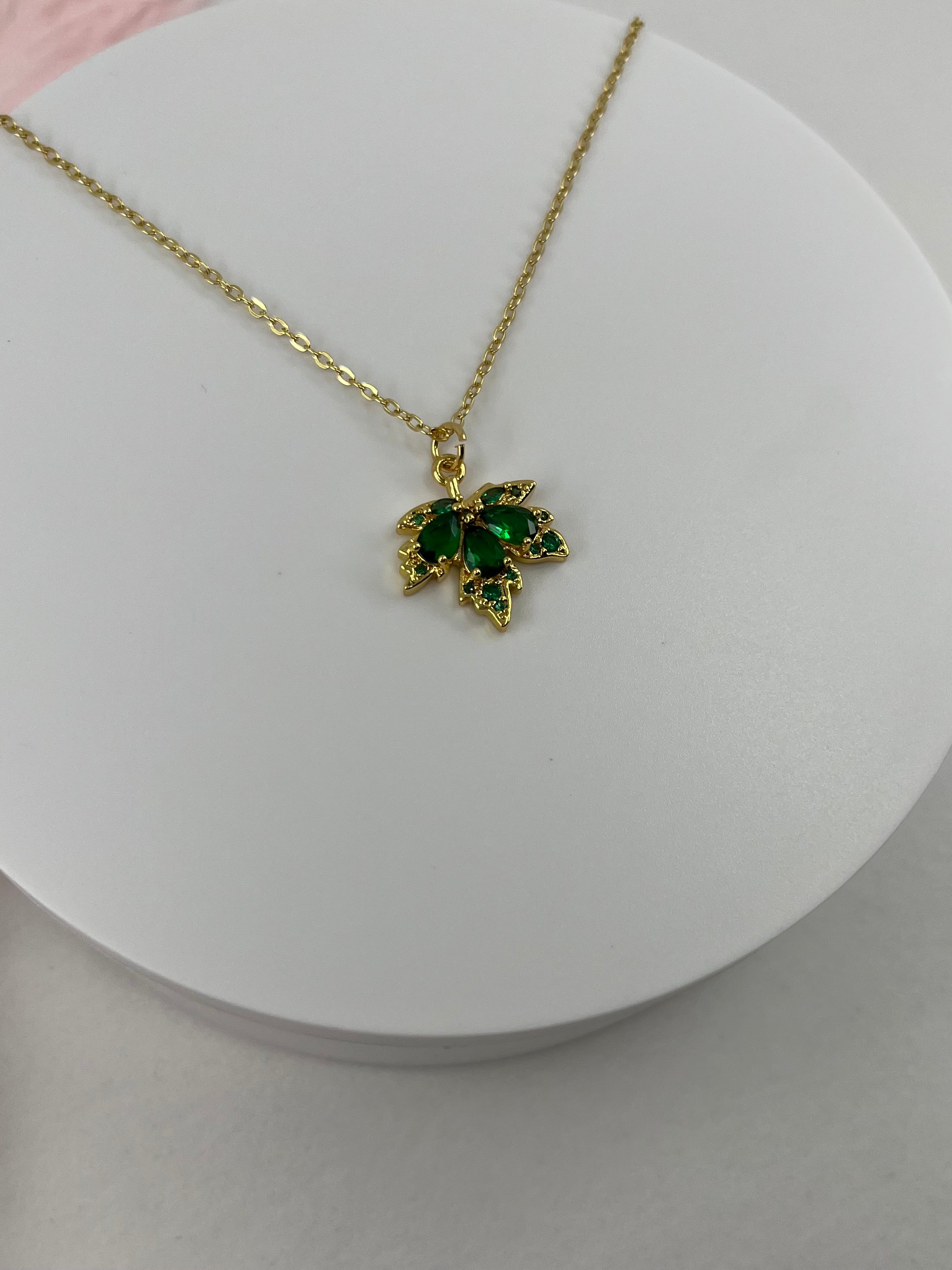 Necklace with 18K Gold maple leaf pendant
