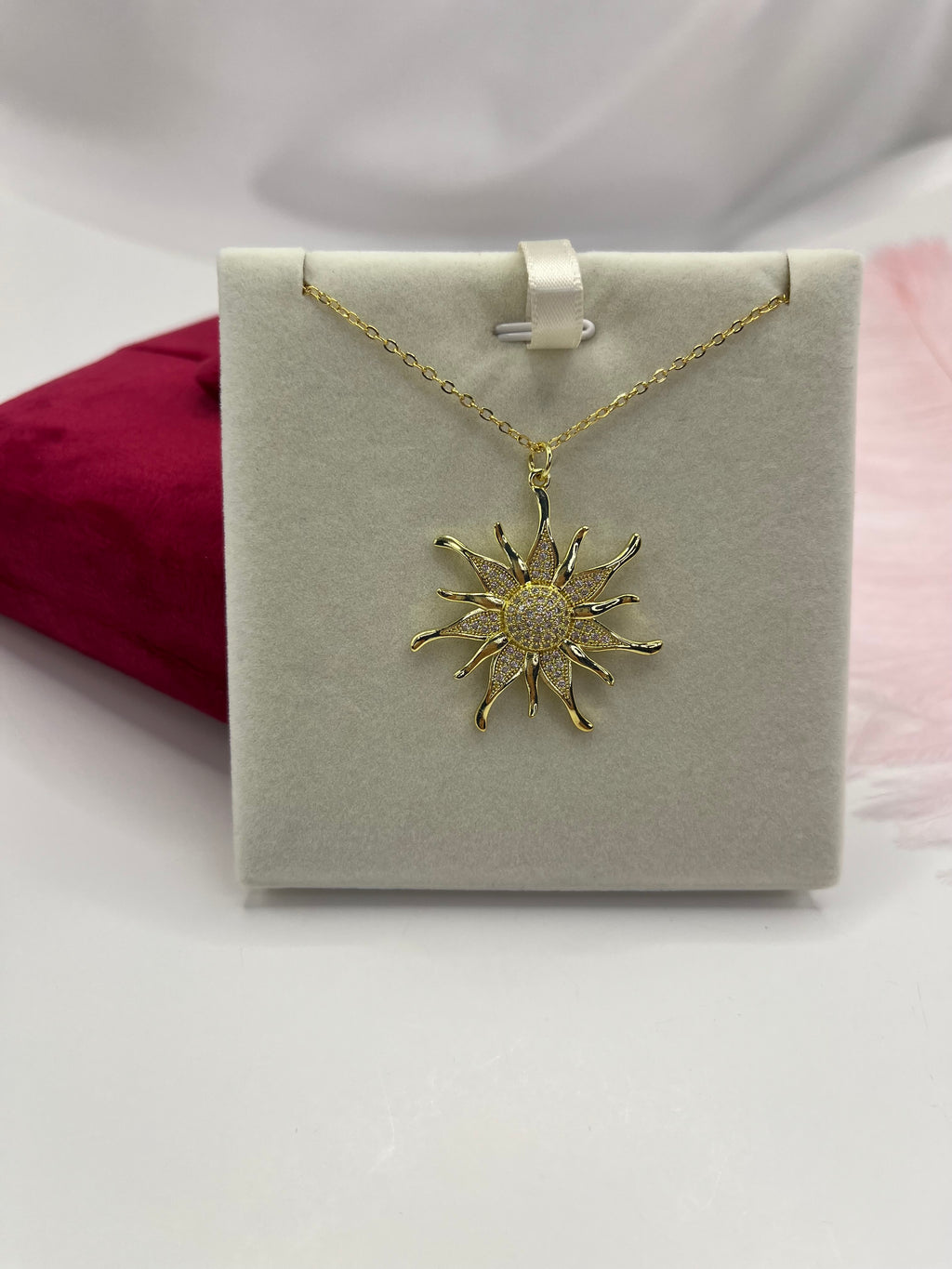 Sun Necklace, Real 18K Gold Plated