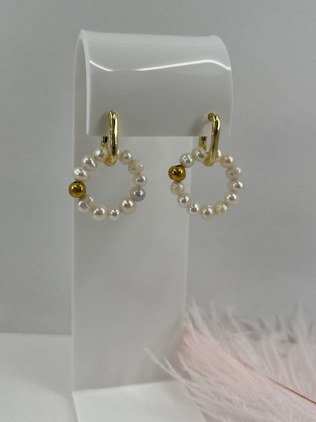 Natural Pearl Hoop Earrings