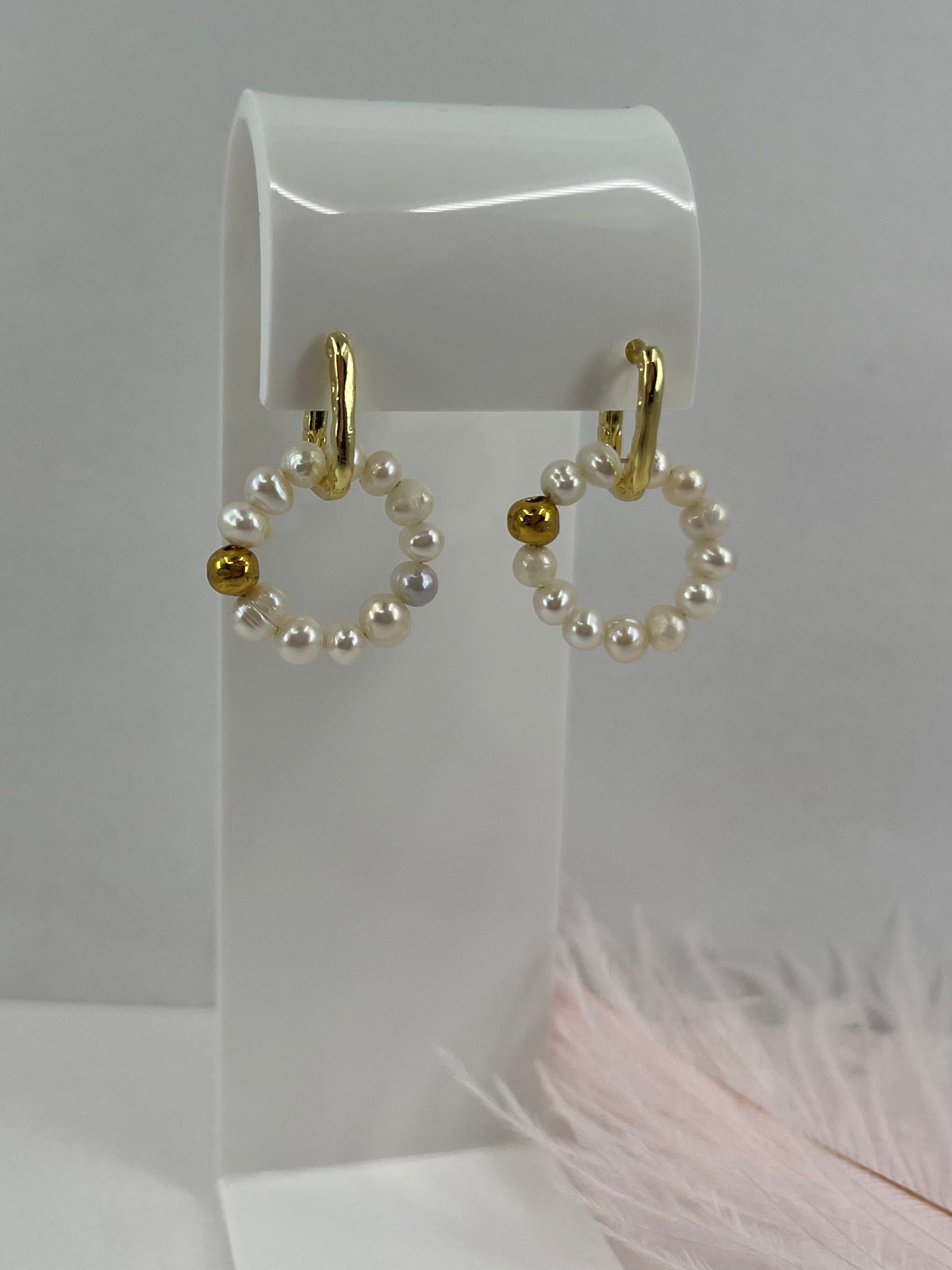 Natural Pearl Hoop Earrings