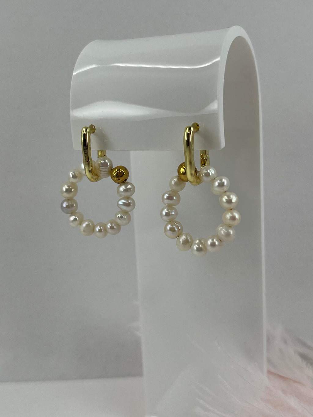 Natural Pearl Hoop Earrings