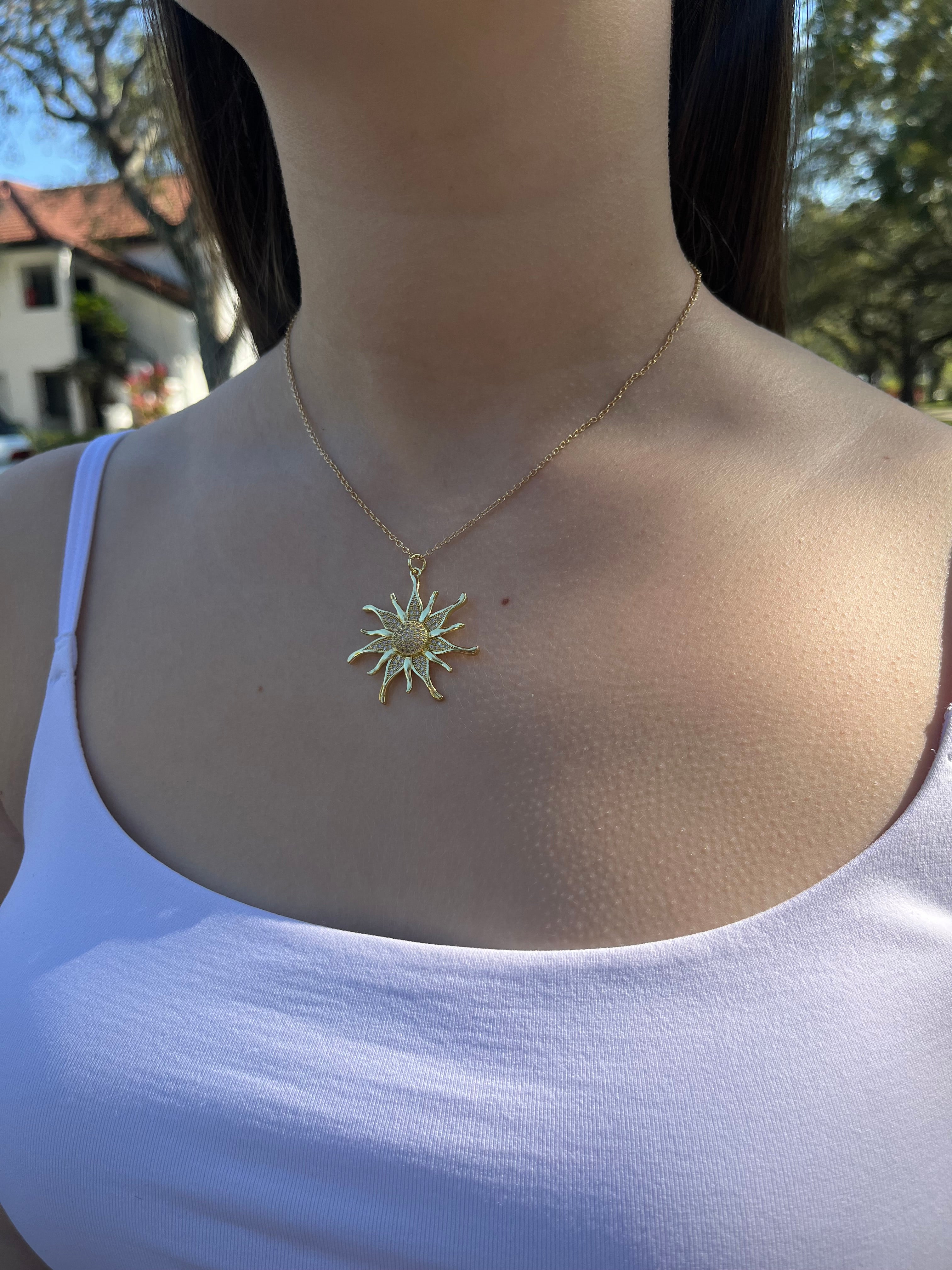 Sun Necklace, Real 18K Gold Plated