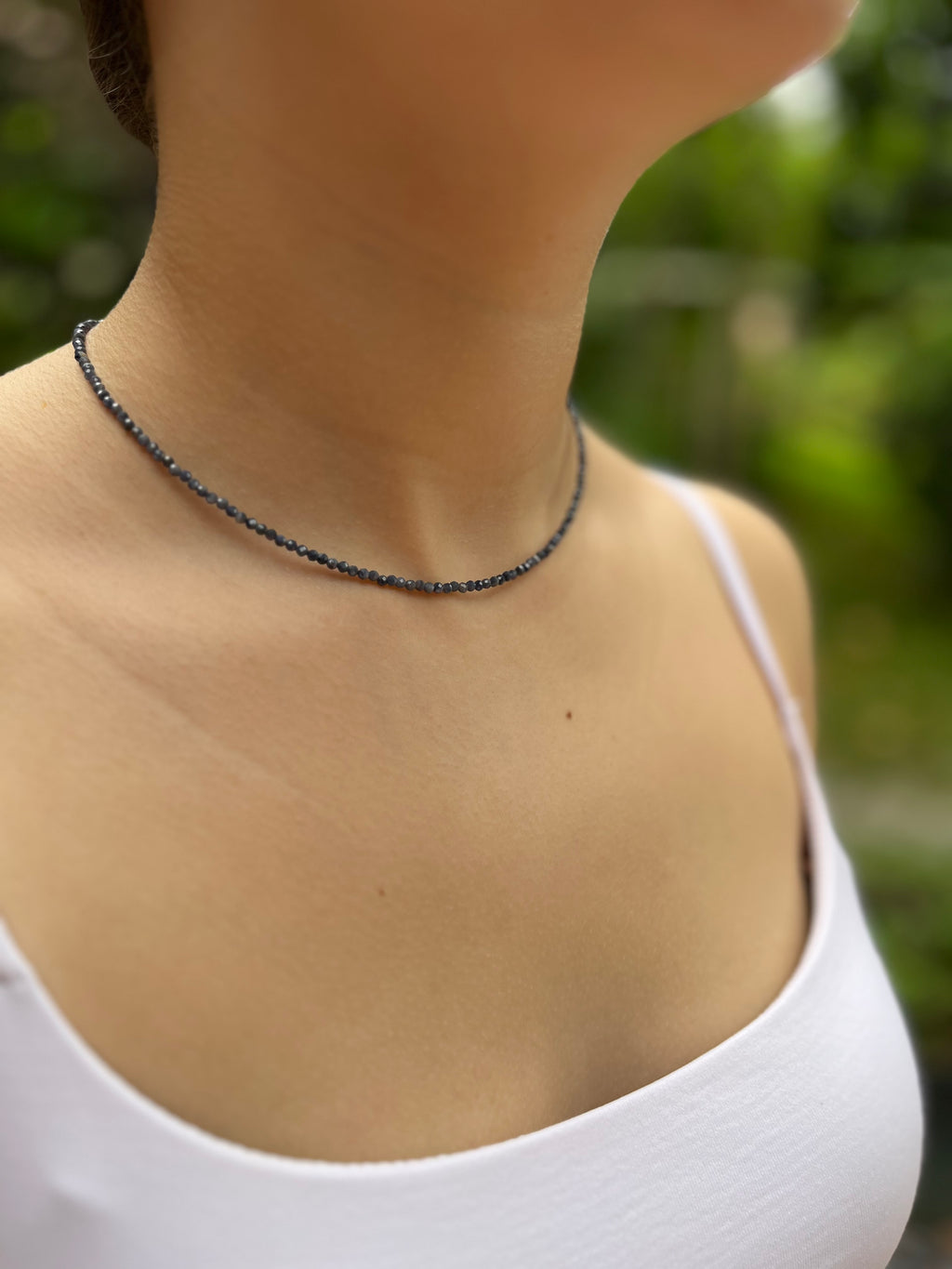 Sapphire Necklace: 18K Gold Plated clasp