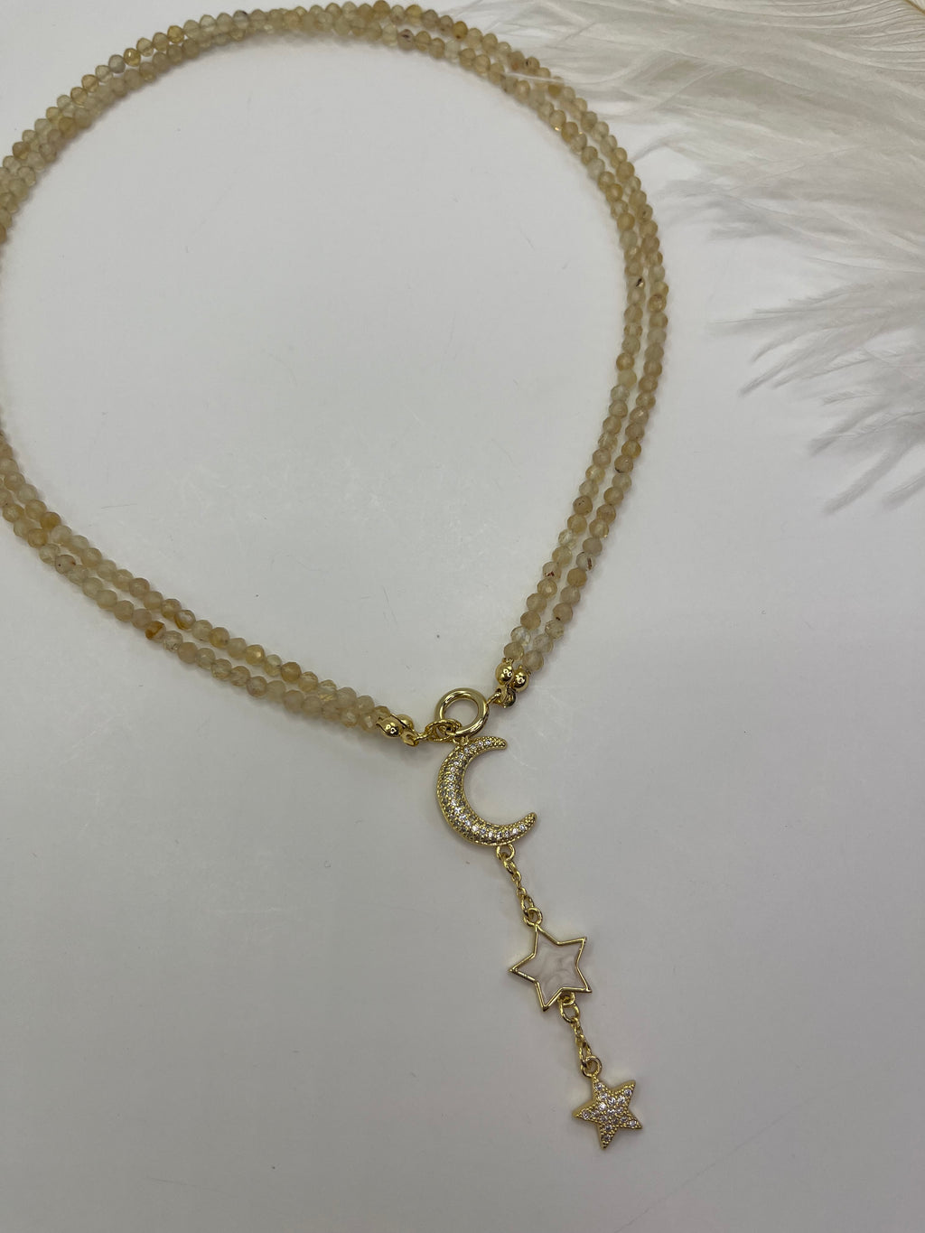 Citrine Y-Necklace, 18k gold plated