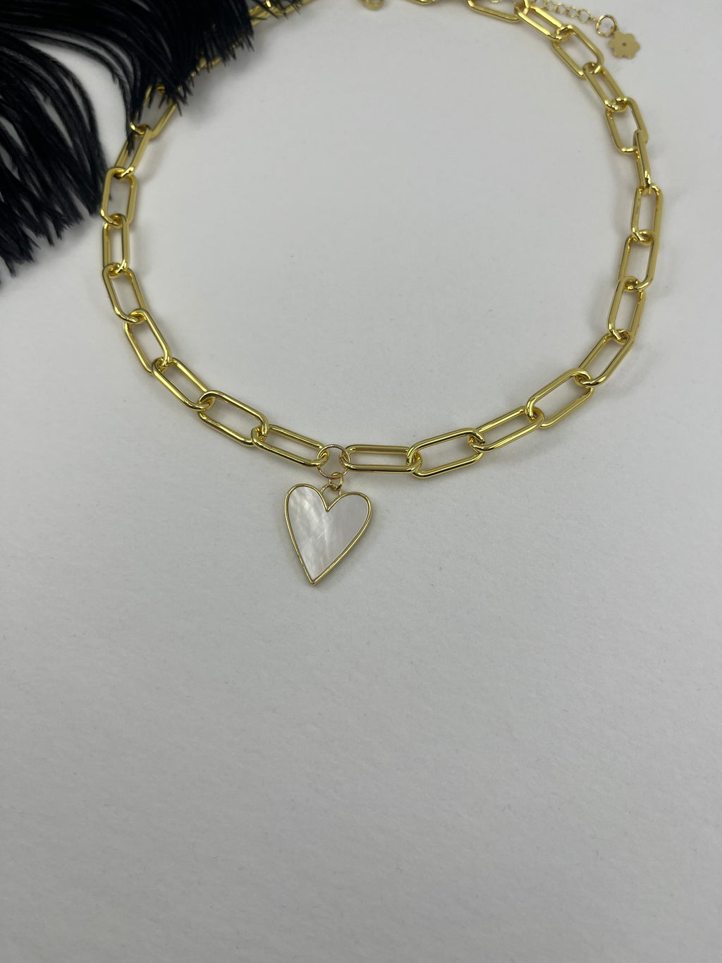 18K Gold Chunky Chain Necklace with heart