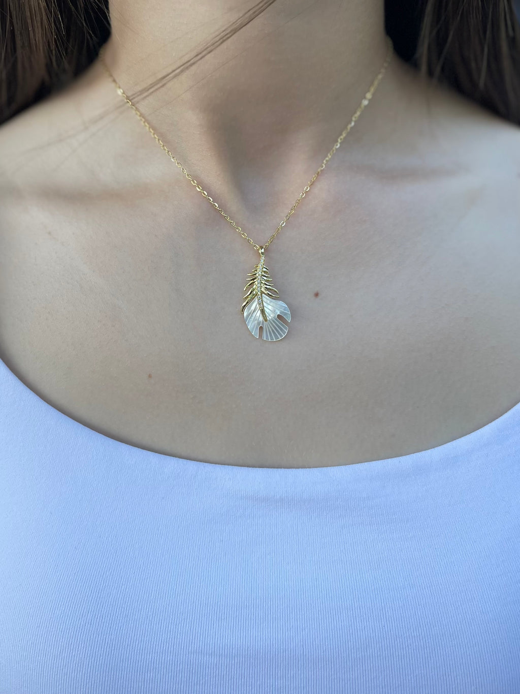 Necklace with 14K gold Feather pendant