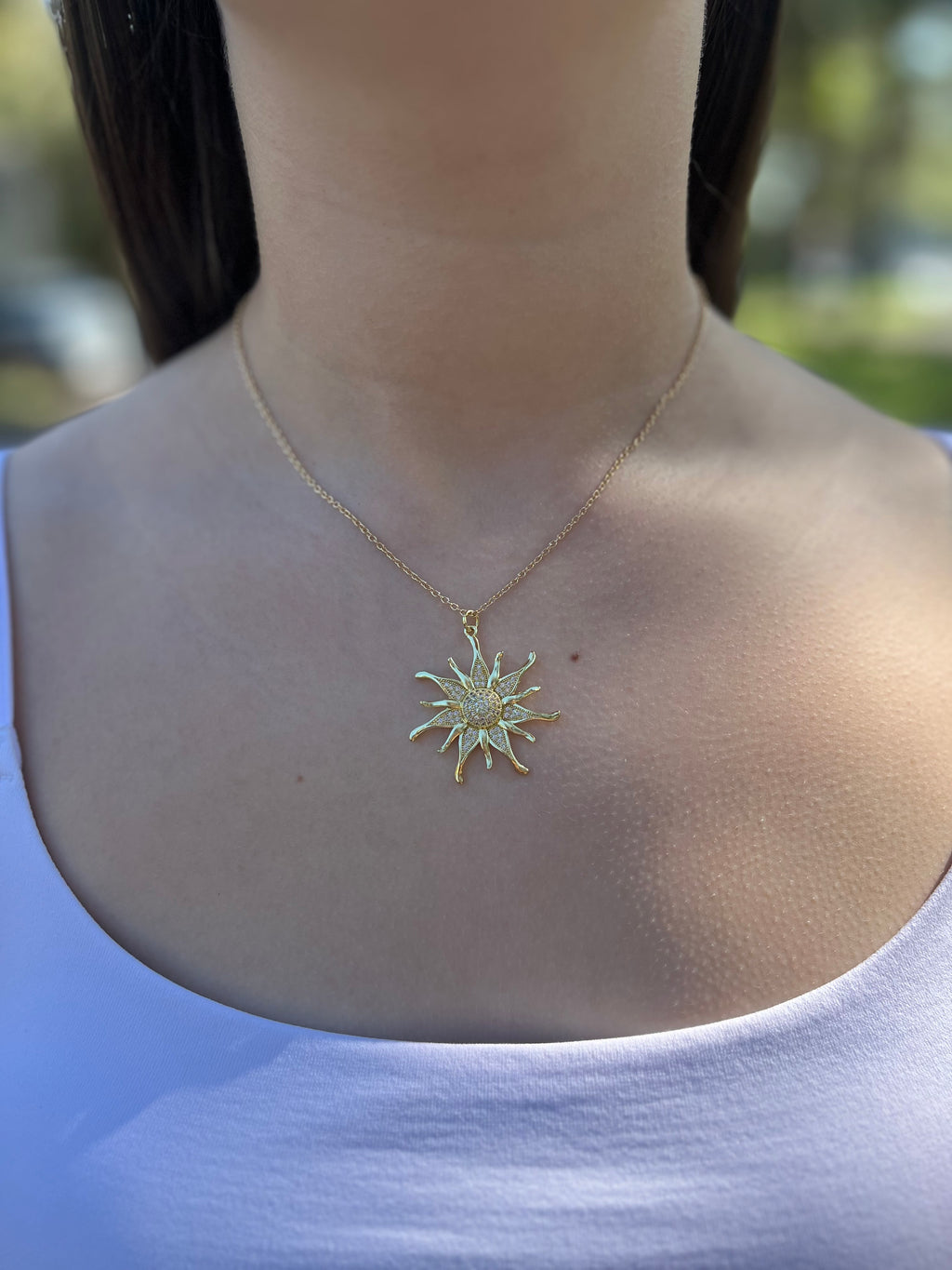 Sun Necklace, Real 18K Gold Plated