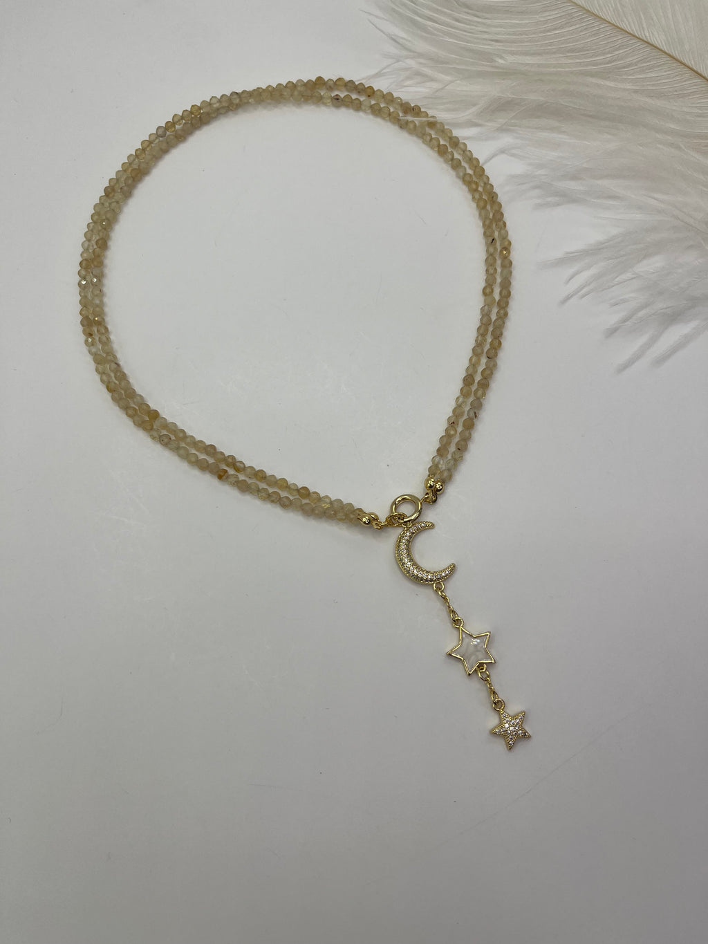 Citrine Y-Necklace, 18k gold plated