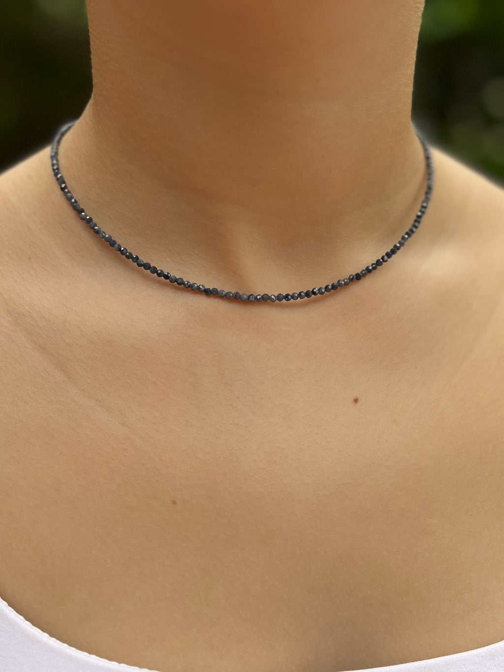 Sapphire Necklace: 18K Gold Plated clasp