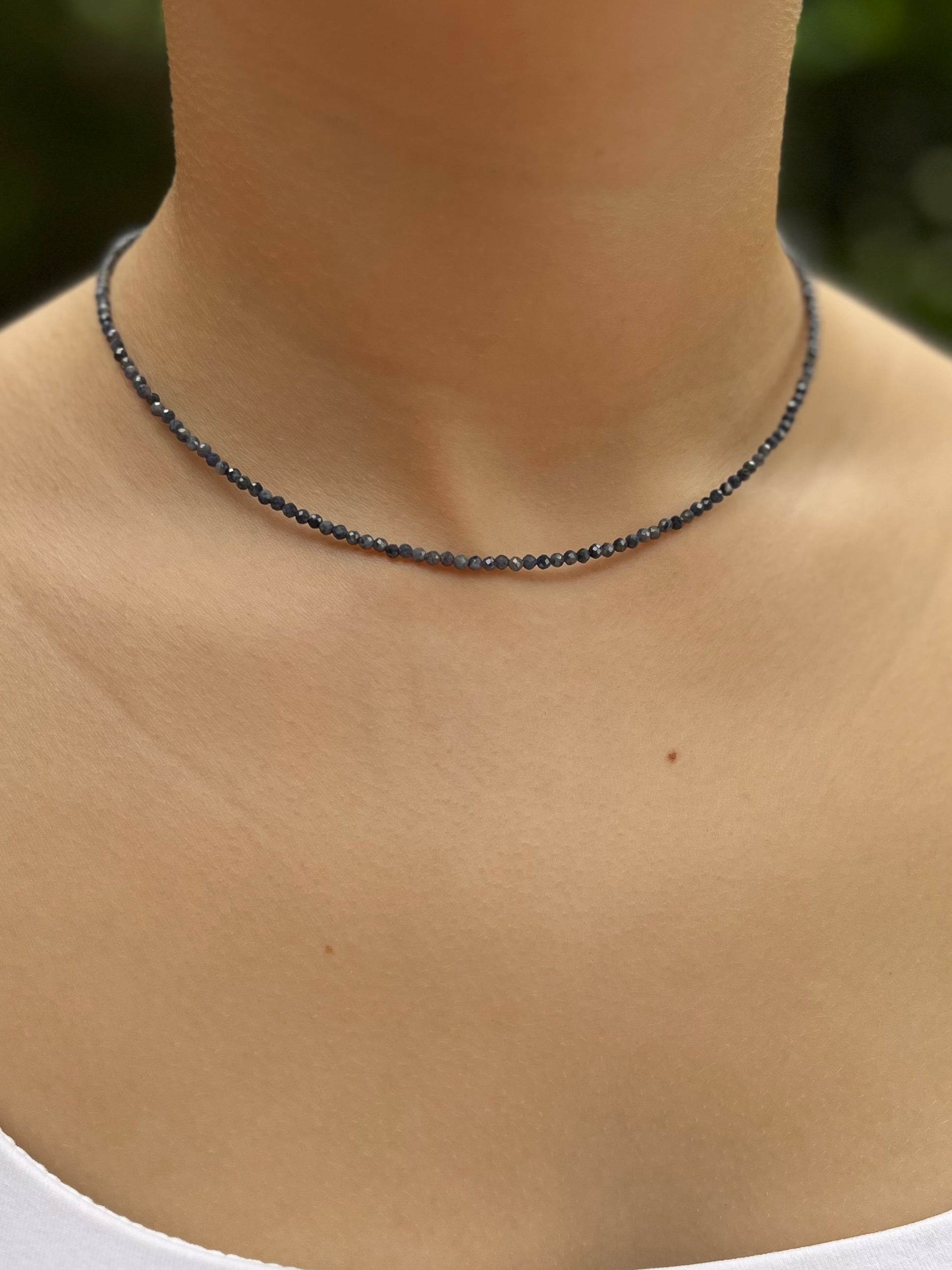 Sapphire Necklace: 18K Gold Plated clasp