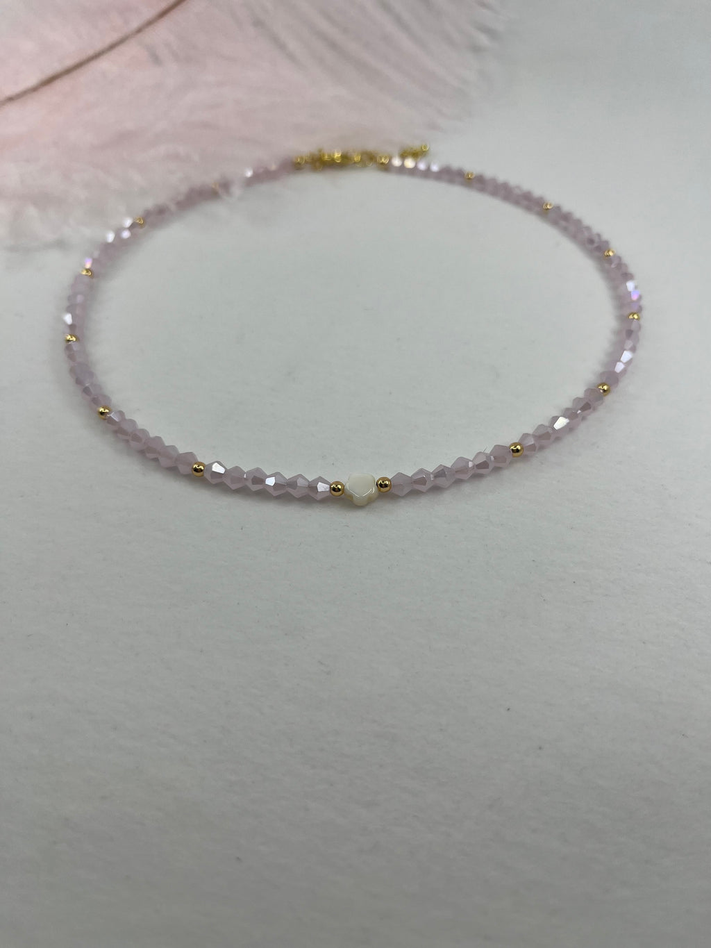 Pink Crystal Choker Necklace – 18K Gold Plated clasp