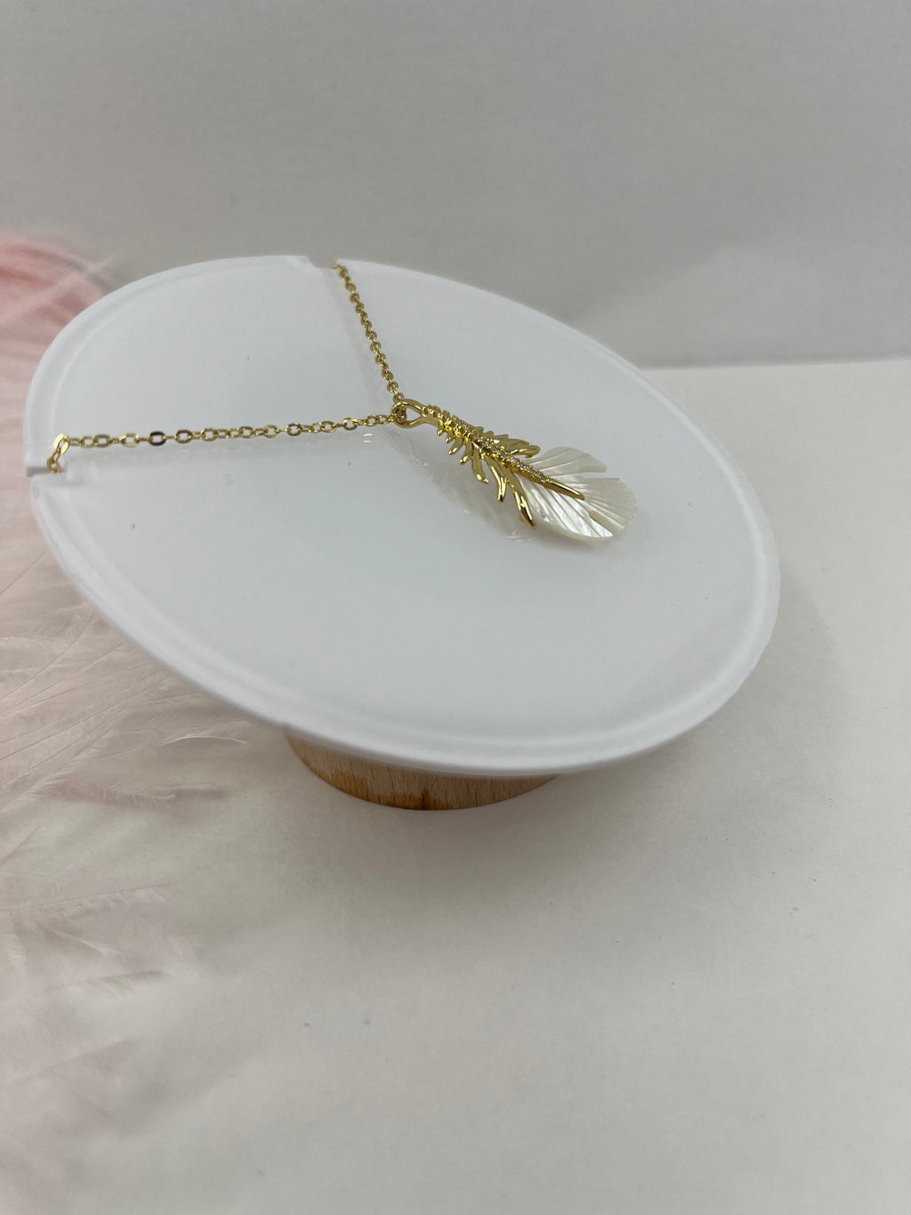 Necklace with 14K gold Feather pendant