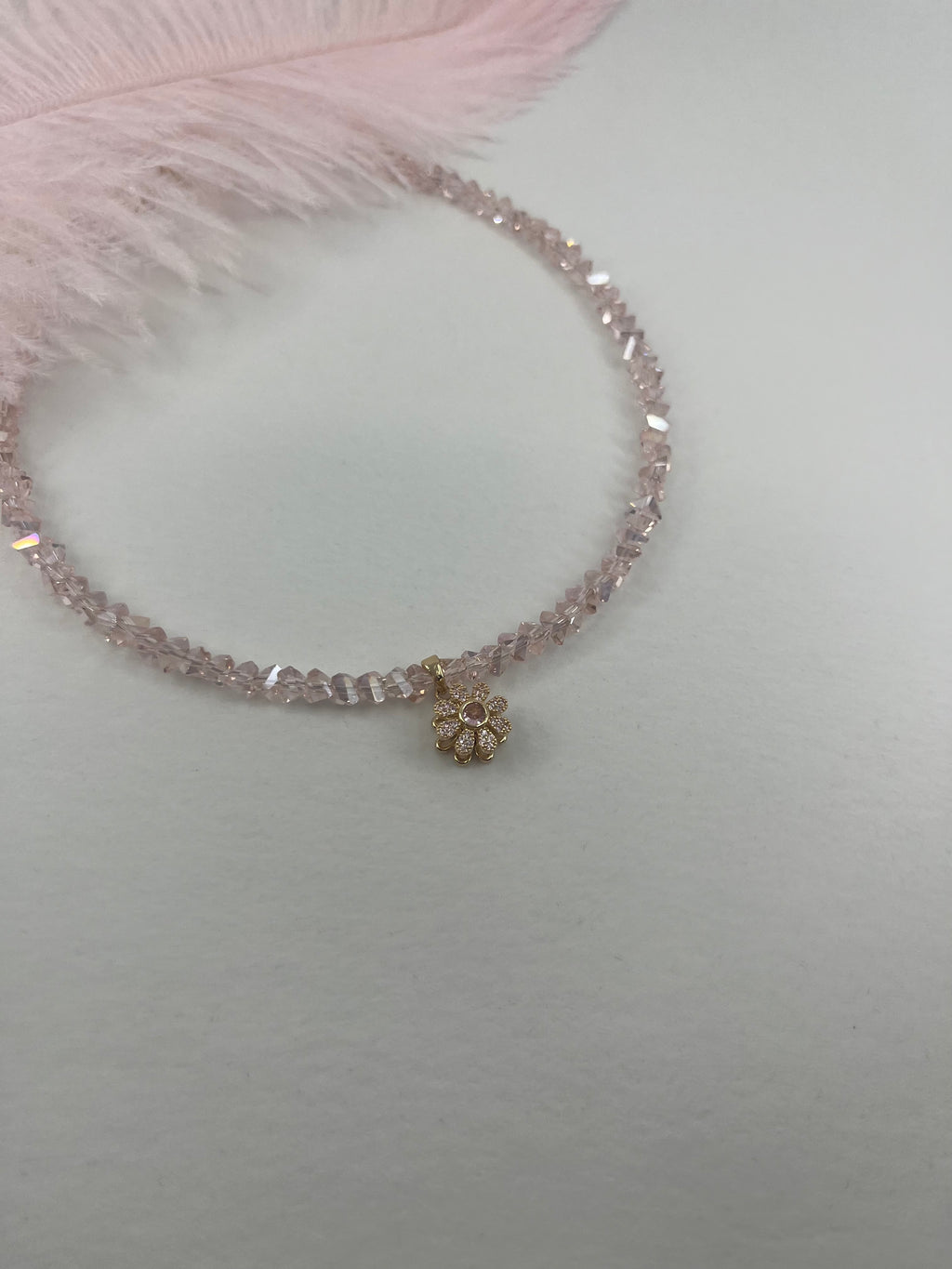 Flower Spinner Crystal Necklace, 18k gold plated