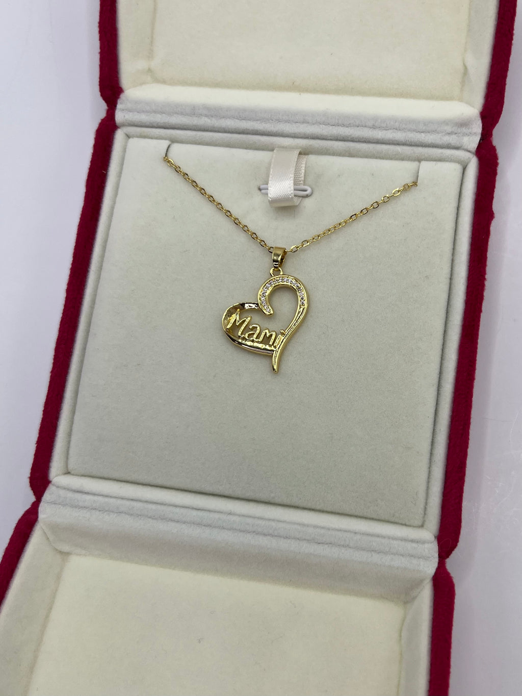 Mothers Necklace, Heart pendant  Real 18K Gold Plated