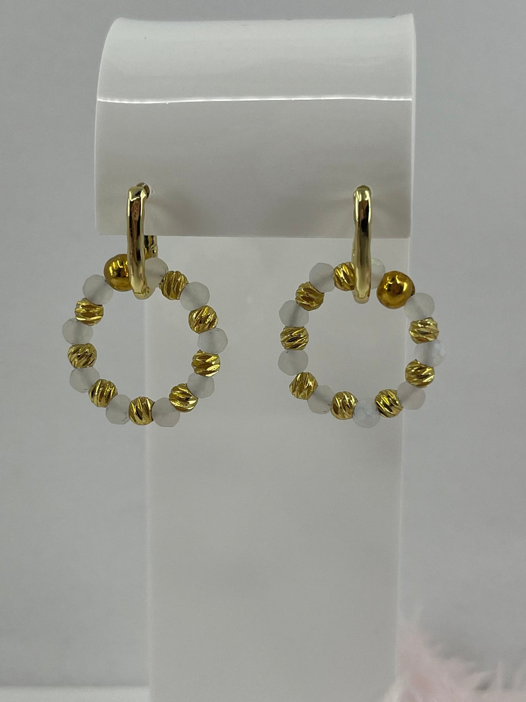 Beaded Hoop Earrings, 18K gold plated