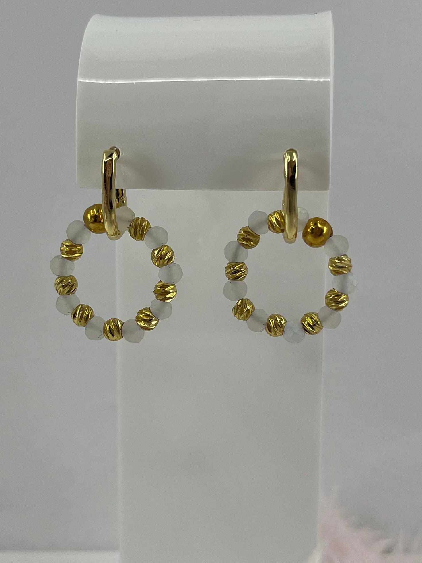 Beaded Hoop Earrings, 18K gold plated