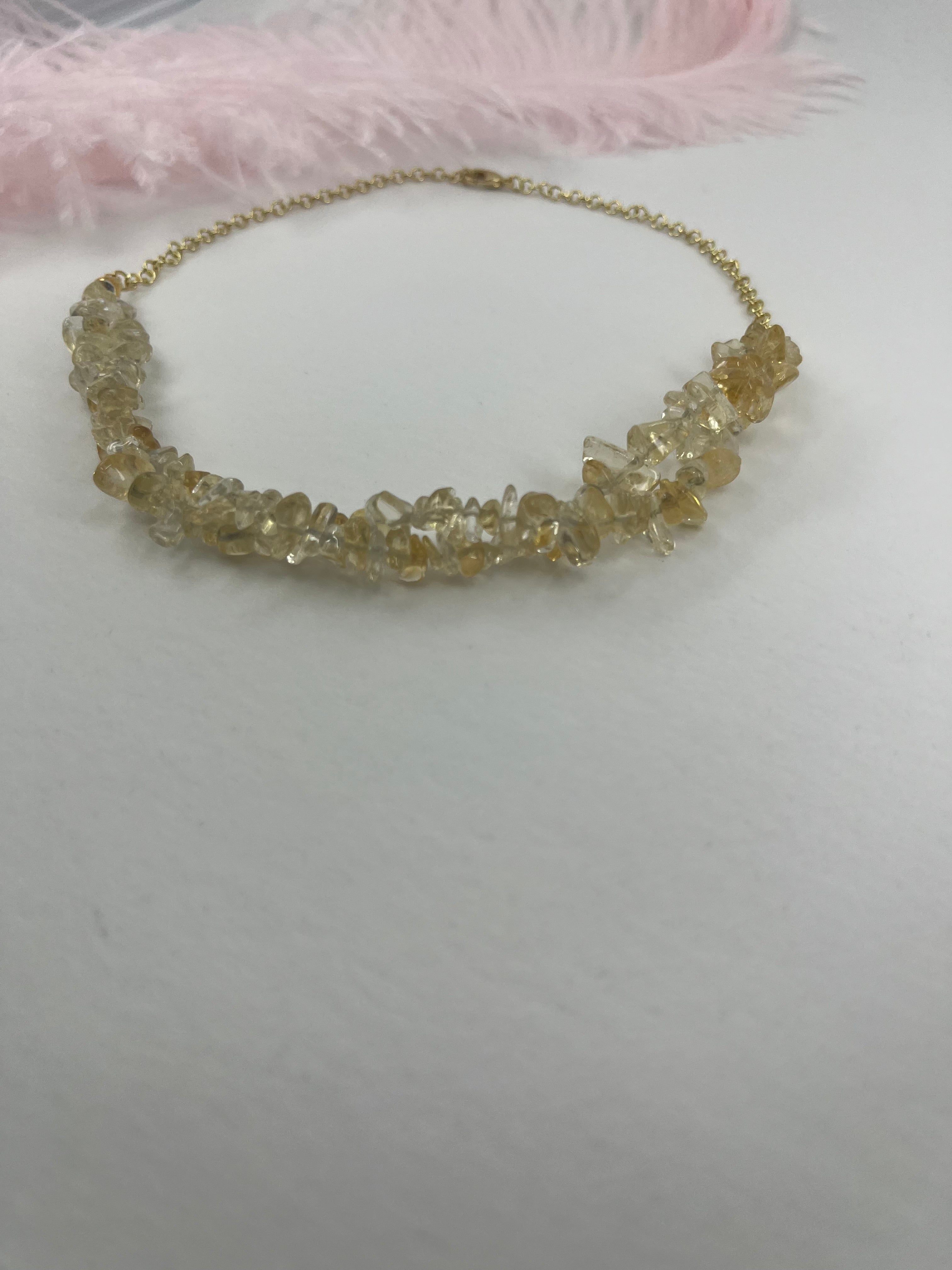Natural Citrine Necklace, 18k gold plated