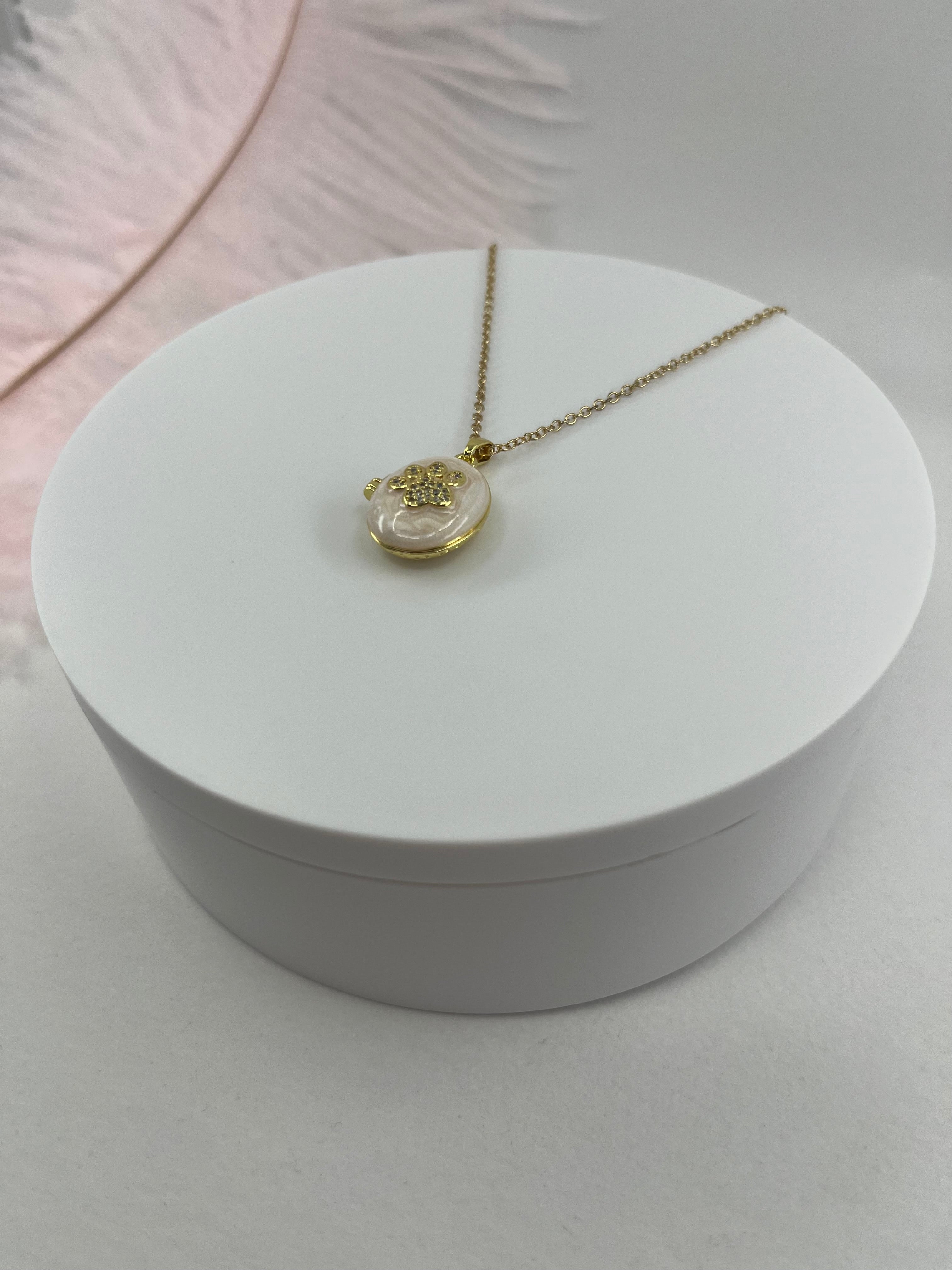 Pet locket choker necklace, 18k gold plated
