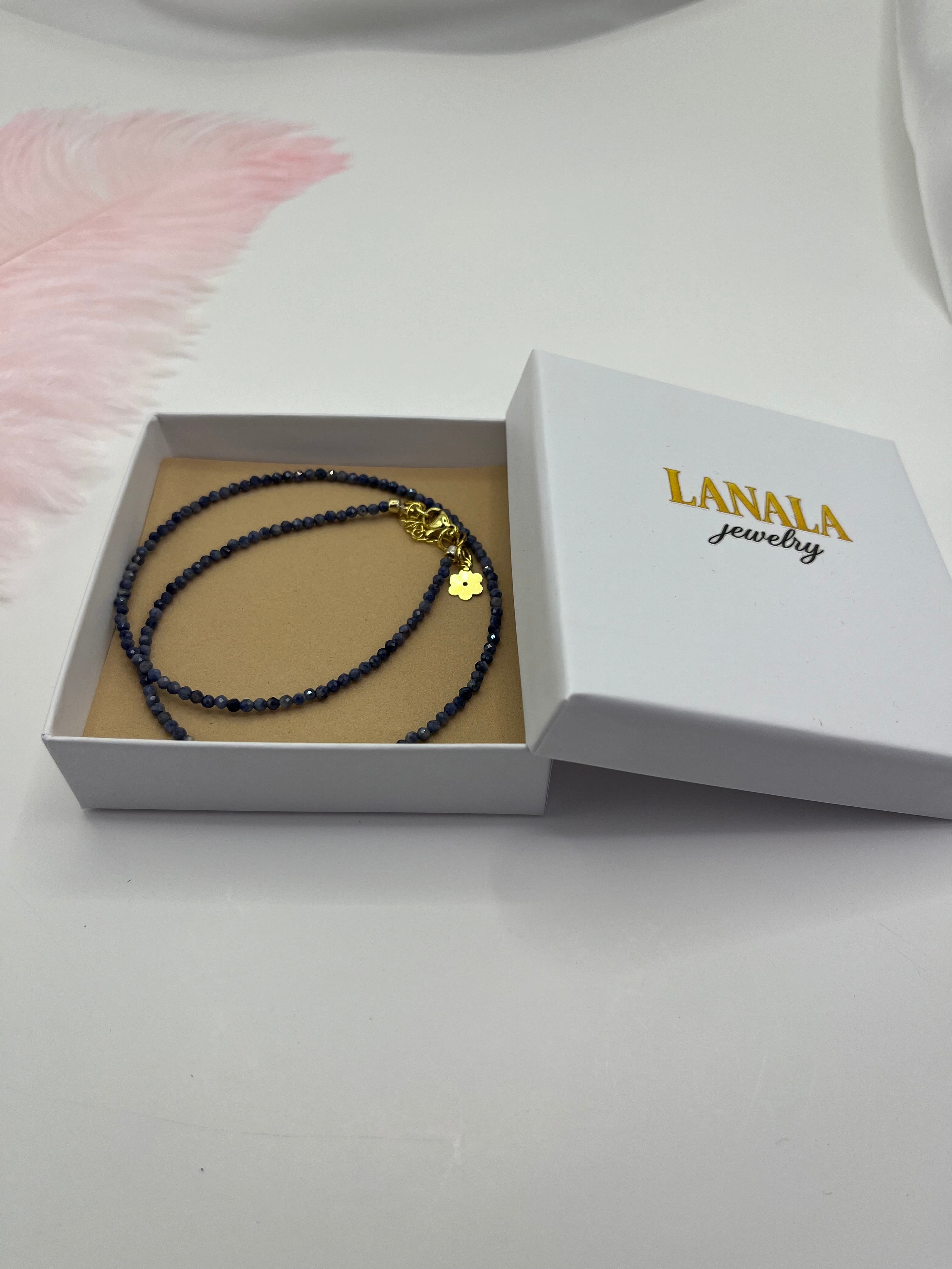 Sapphire Necklace: 18K Gold Plated clasp