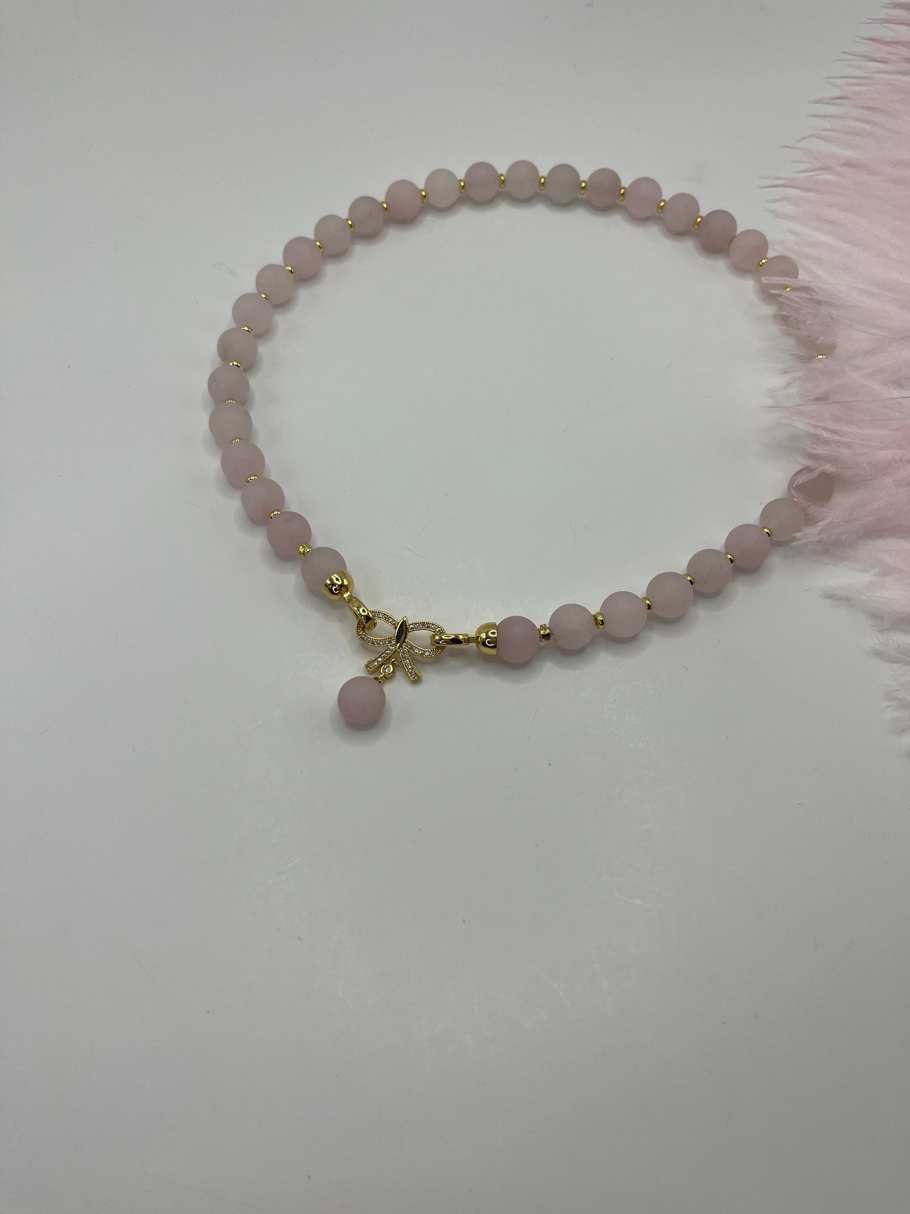 Set: Rose Quartz Necklace and Earrings