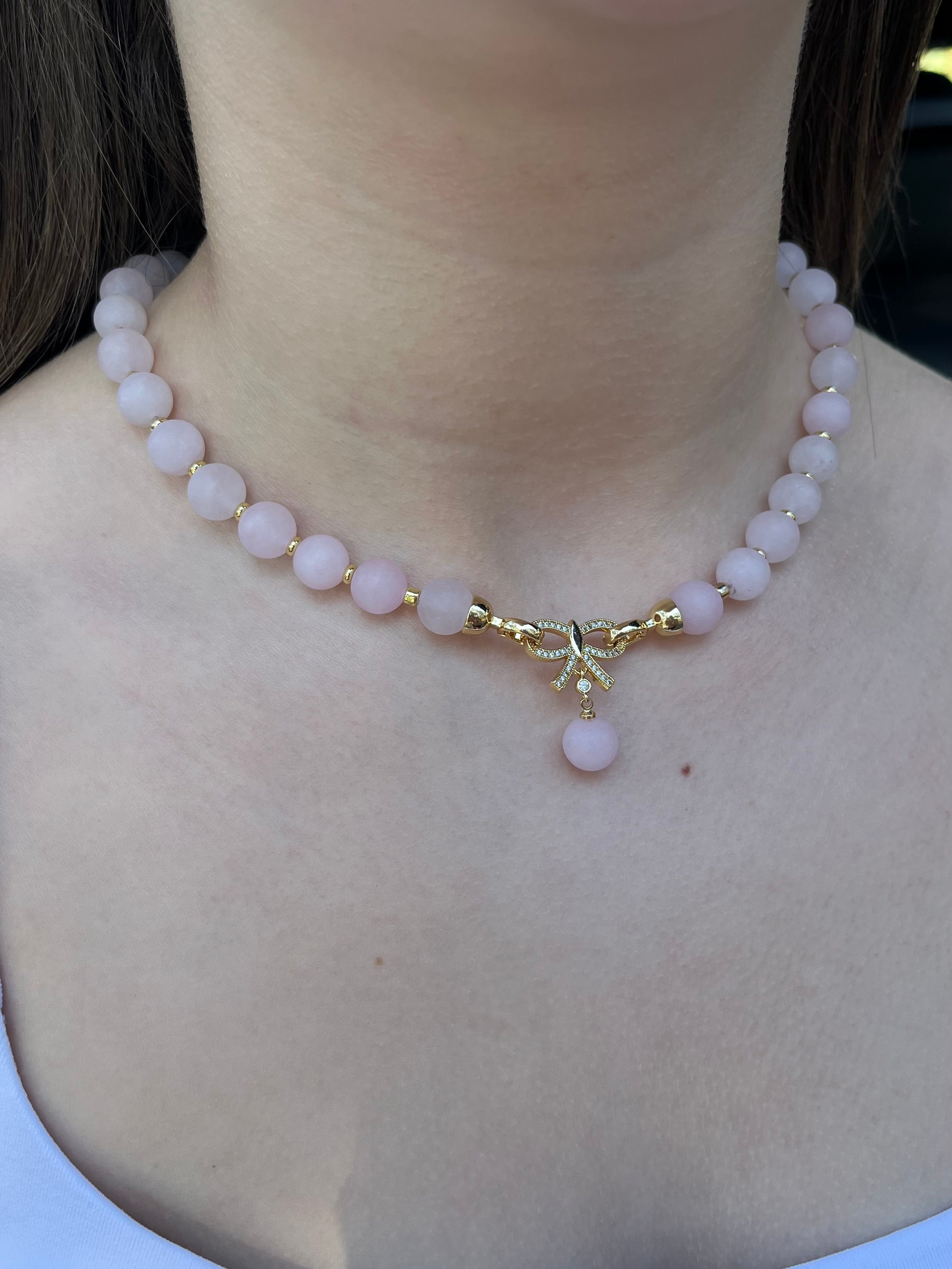 Set: Rose Quartz Necklace and Earrings