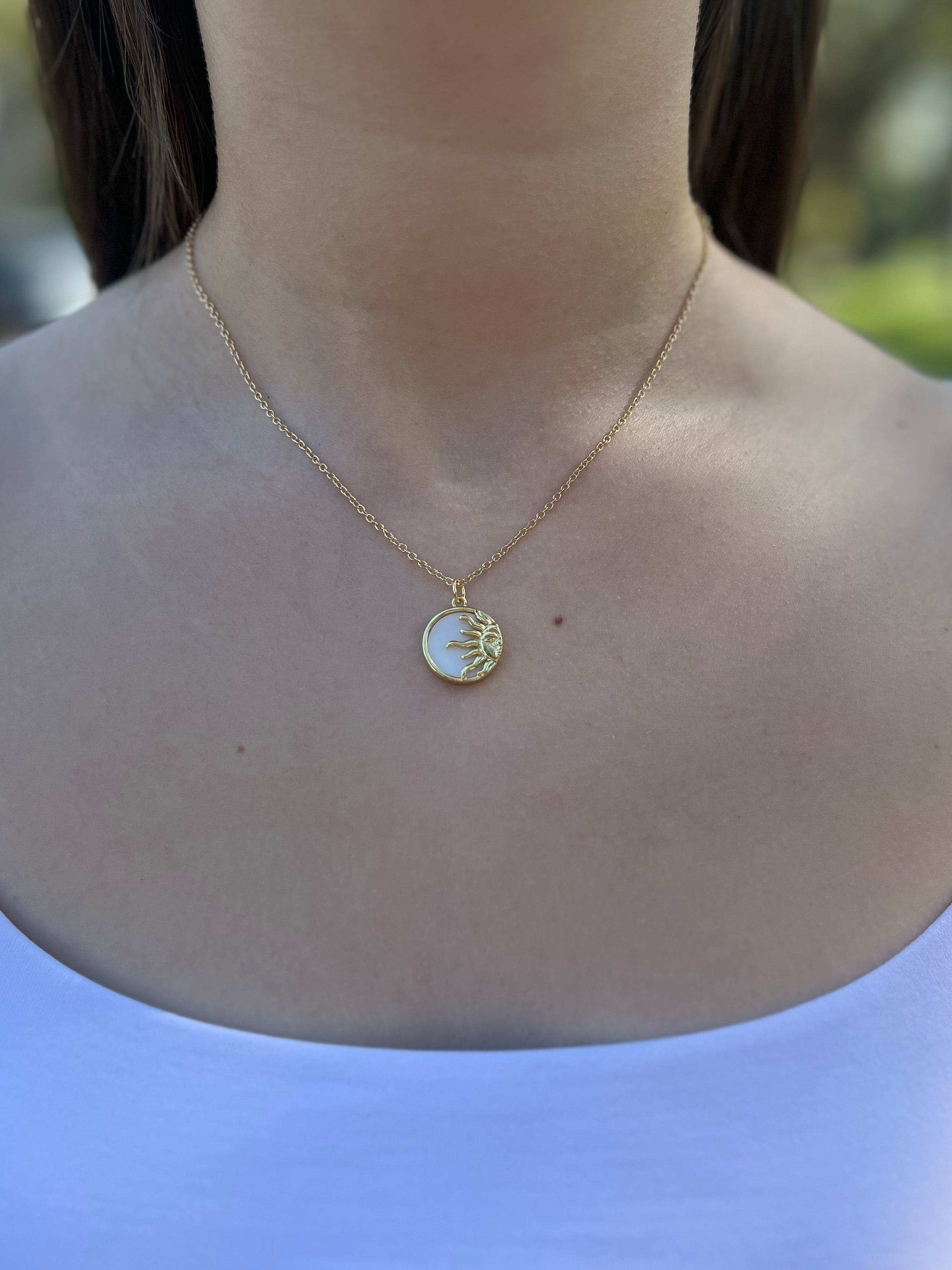Sun Shell Necklace, Real 18K Gold Plated
