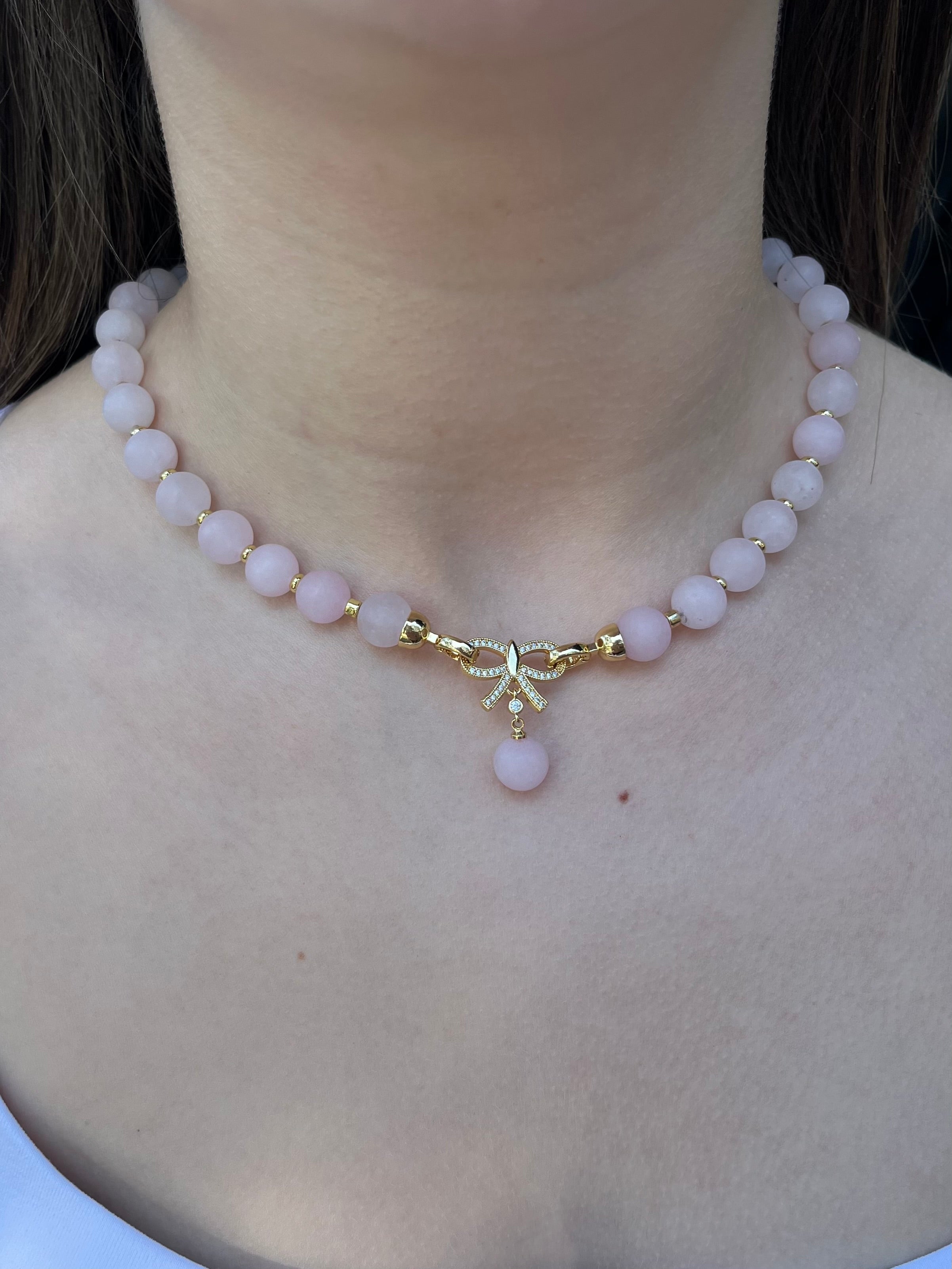 Set: Rose Quartz Necklace and Earrings