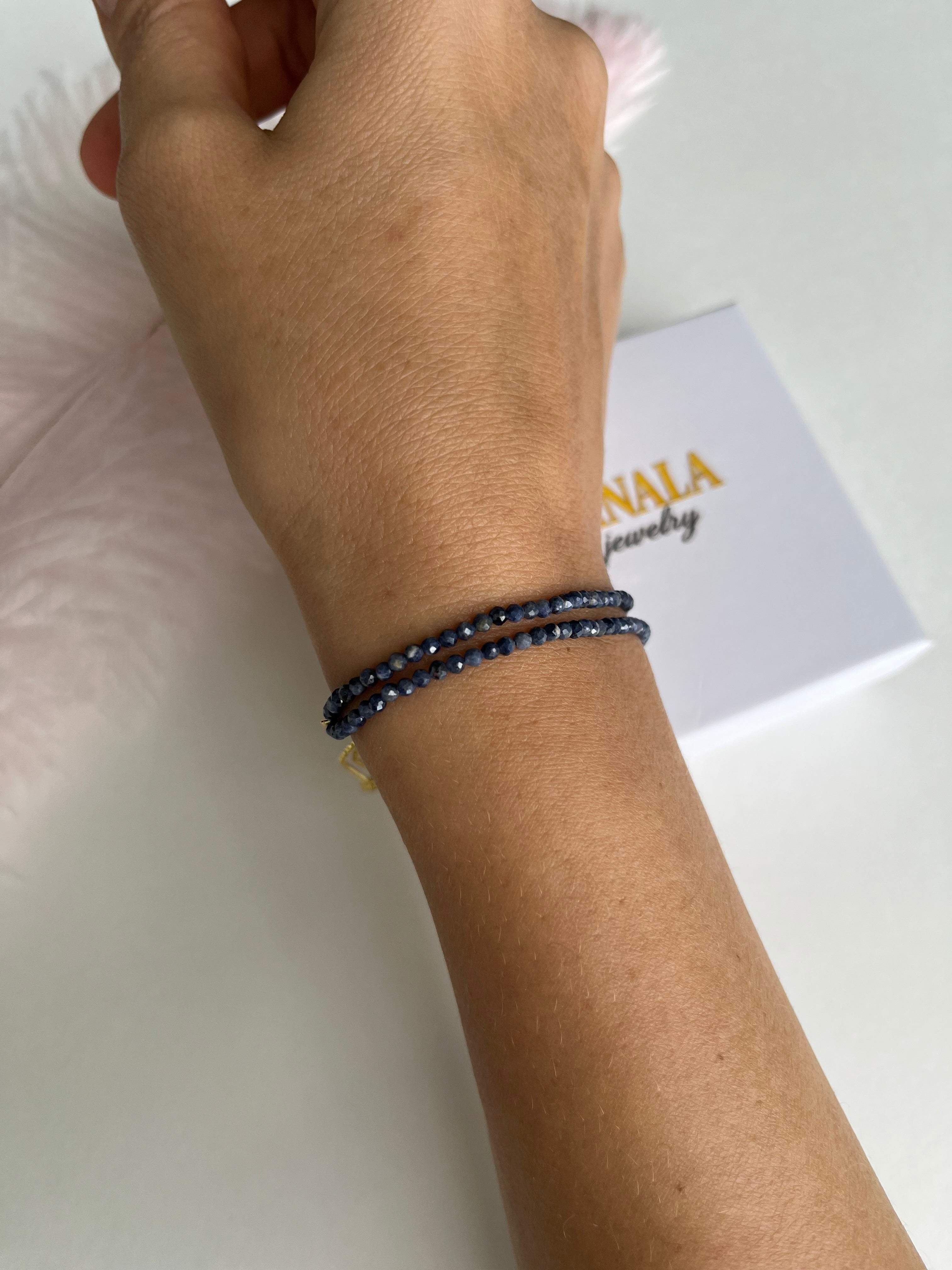 Sapphire layered bracelet with 18K Gold Plated slider