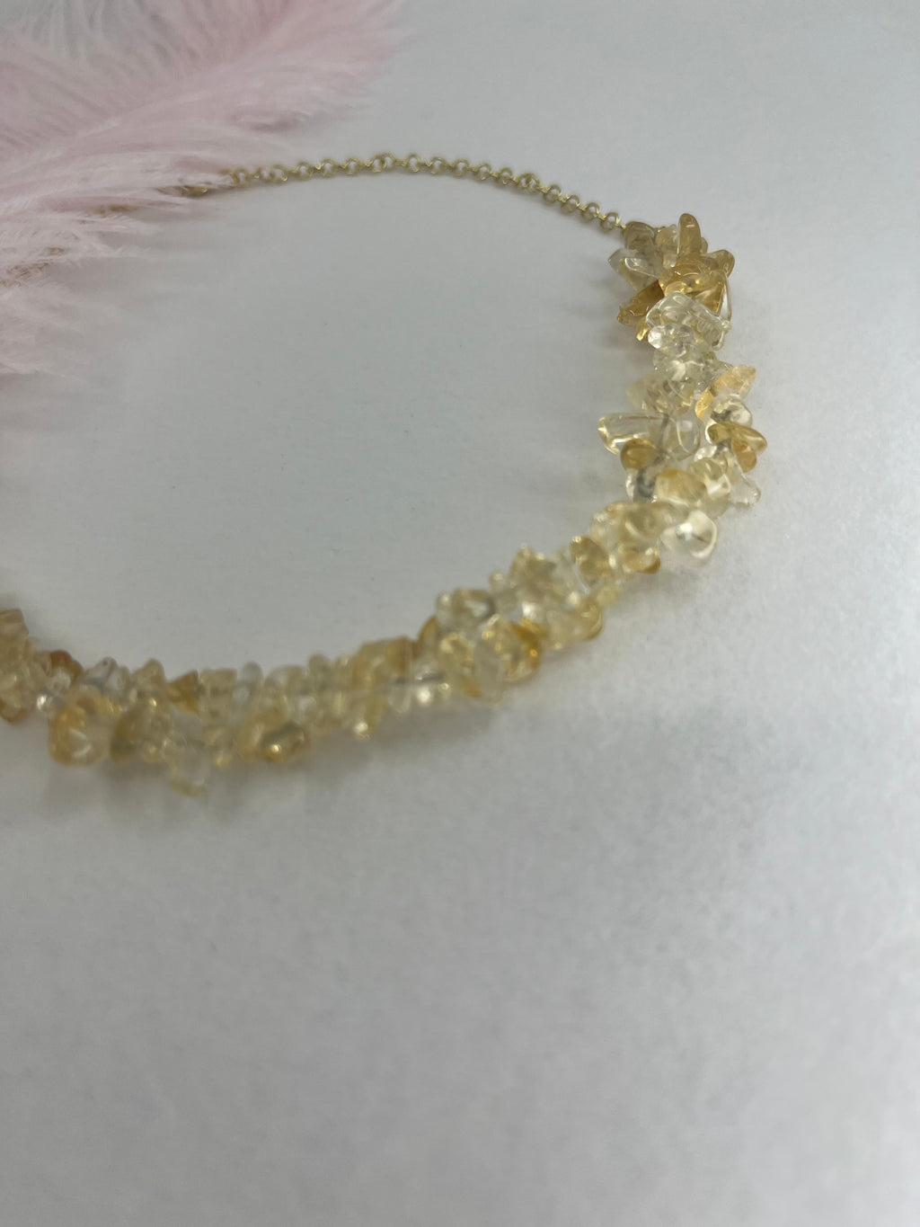 Natural Citrine Necklace, 18k gold plated