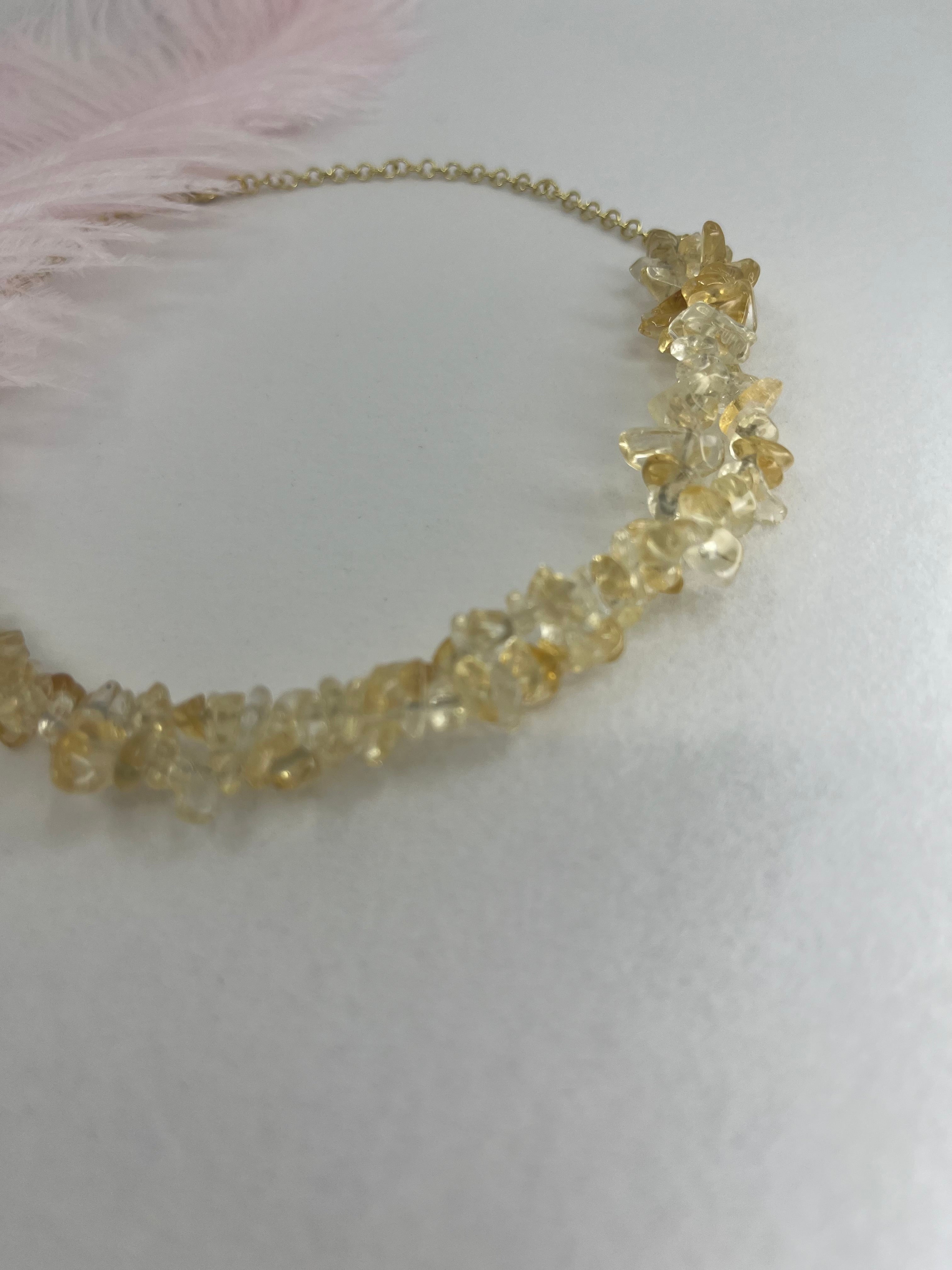 Natural Citrine Necklace, 18k gold plated