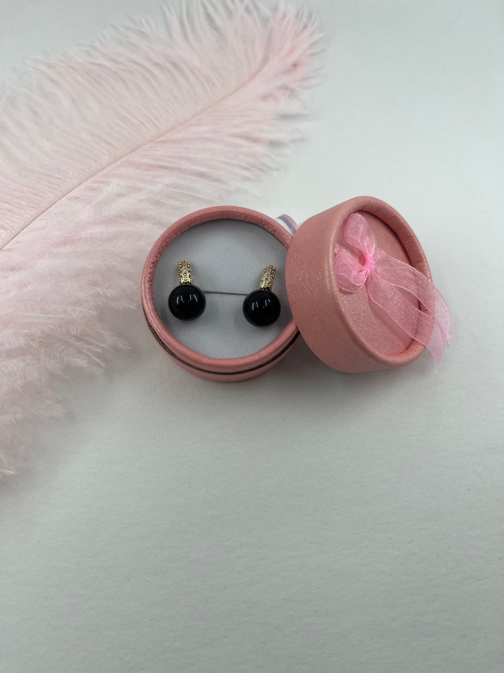 Natural Onyx Gold Zirconia Earrings