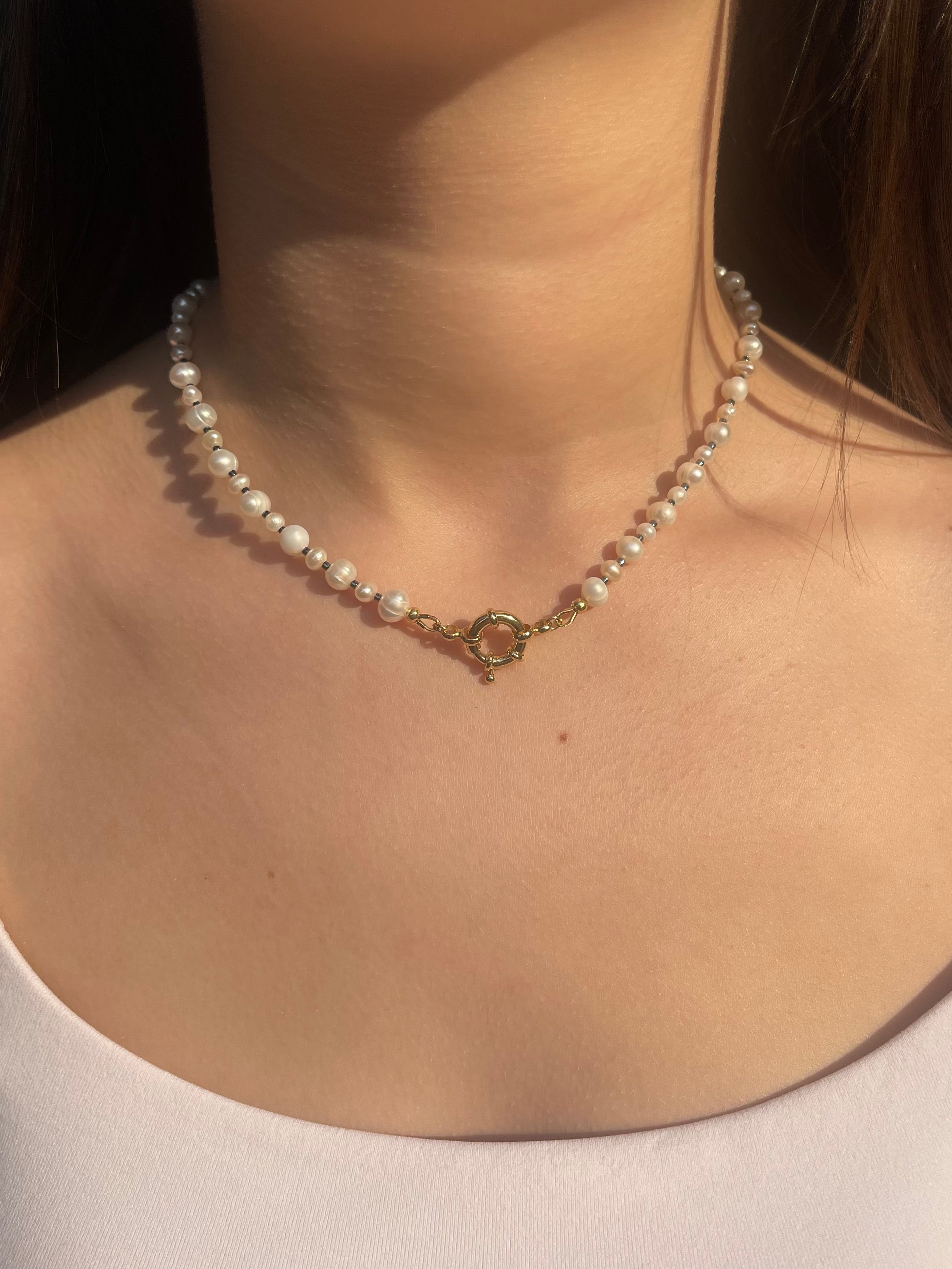 Unisex Freshwater Pearl Necklace – 24k Gold Plated Clasp