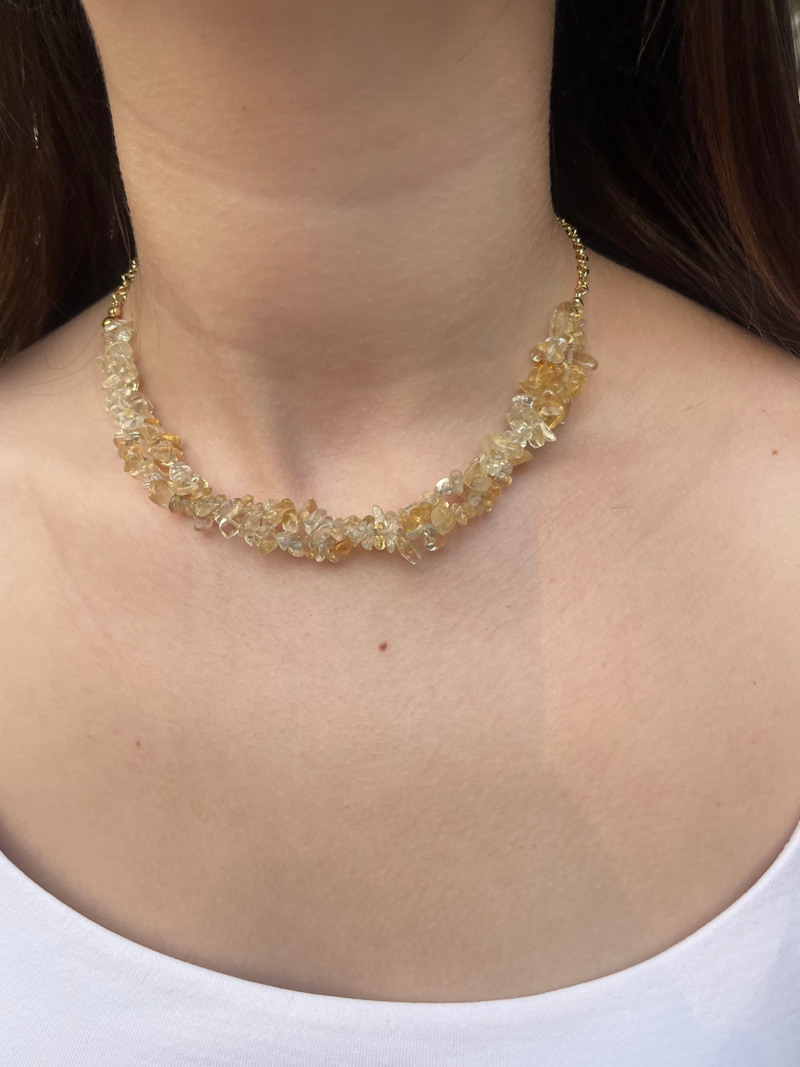 Natural Citrine Necklace, 18k gold plated