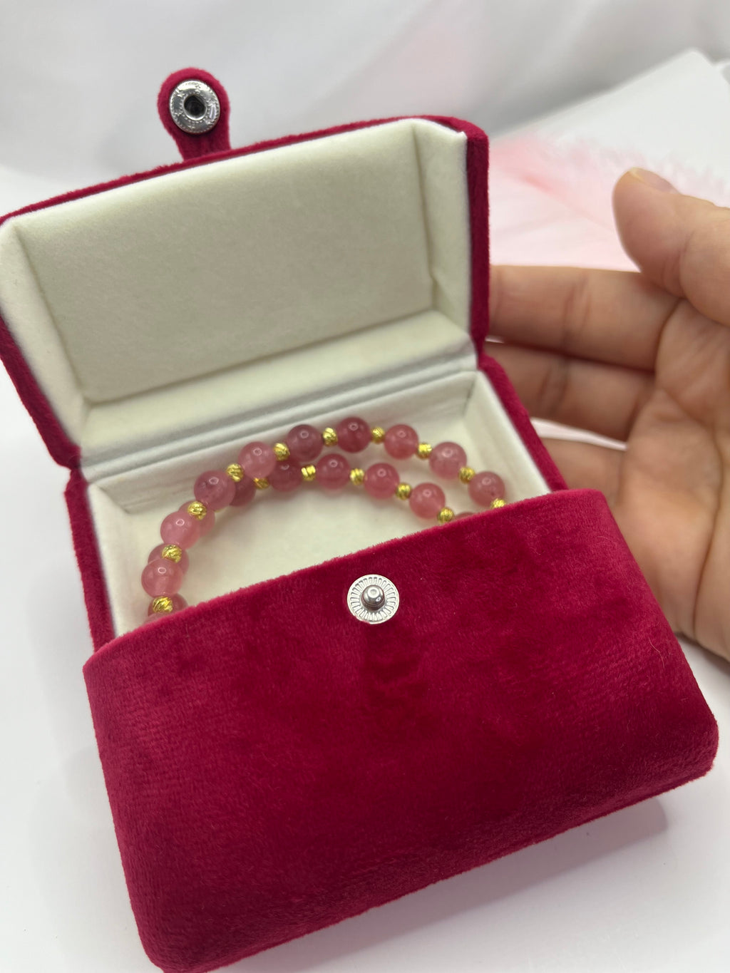 Strawberry Quartz Necklace with pendant: 18K Gold Plated Pendant