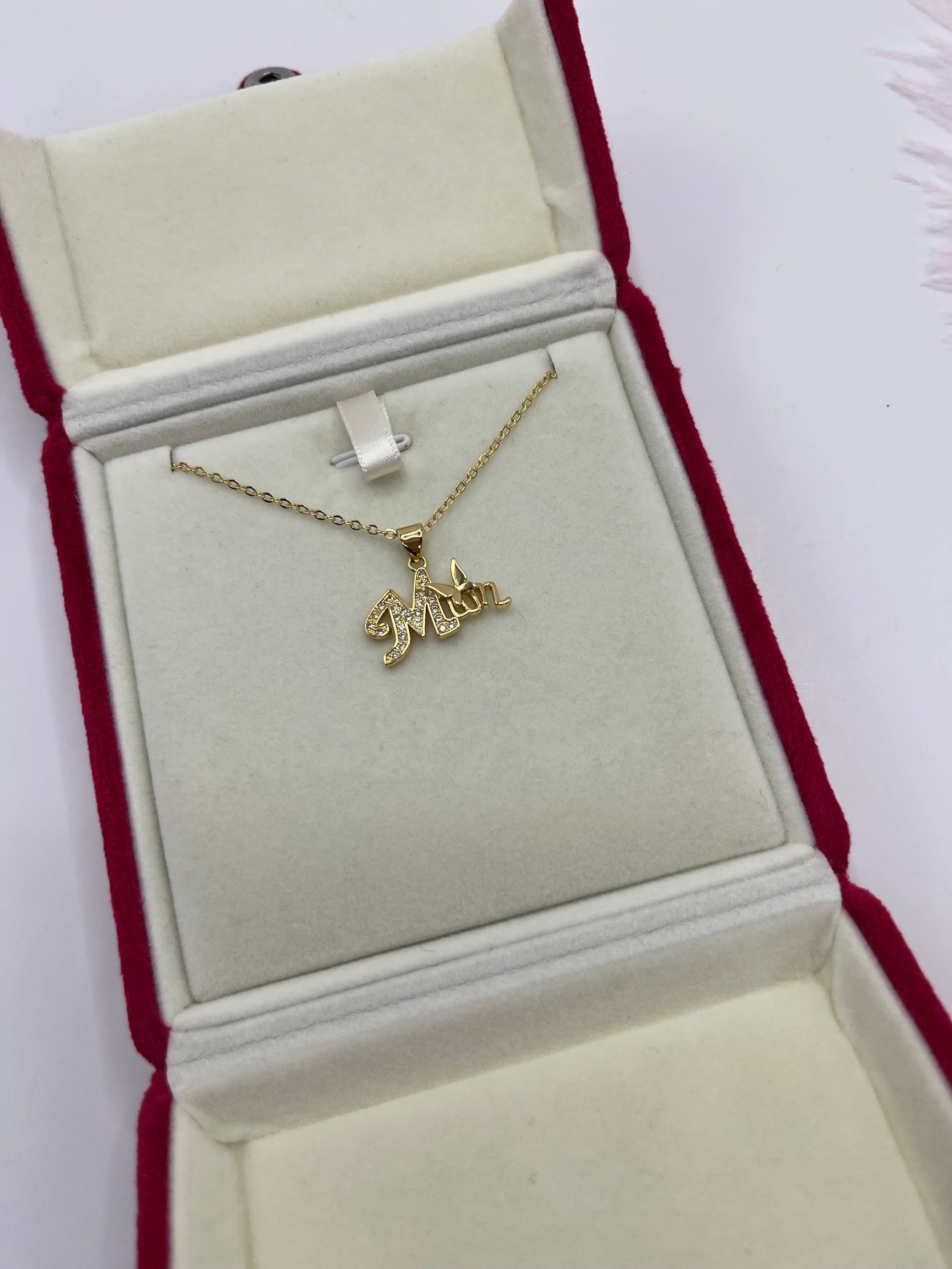 Mothers Necklace, pendant  Real 18K Gold Plated