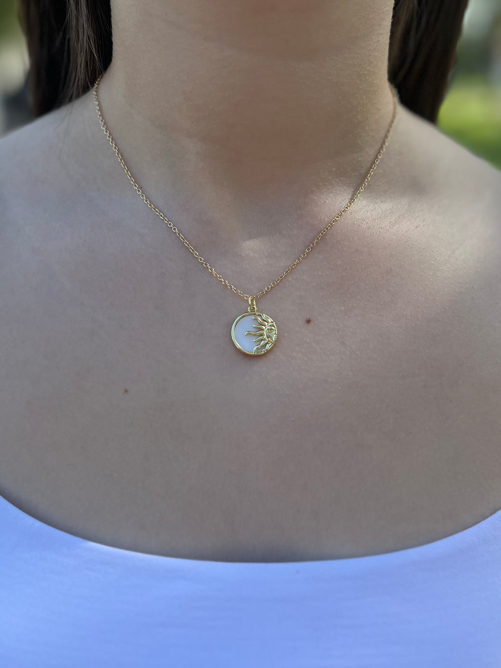 Sun Shell Necklace, Real 18K Gold Plated