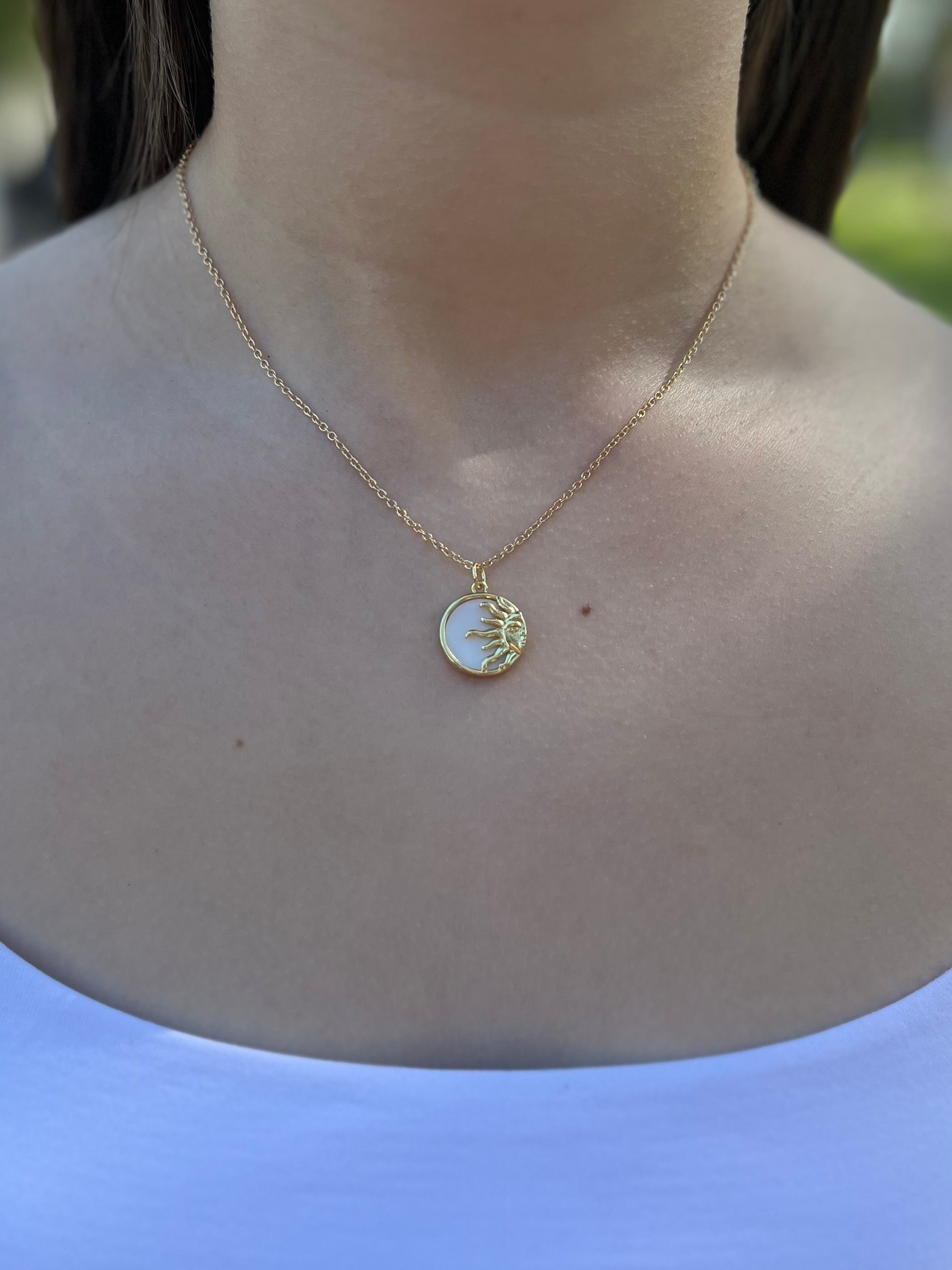 Sun Shell Necklace, Real 18K Gold Plated