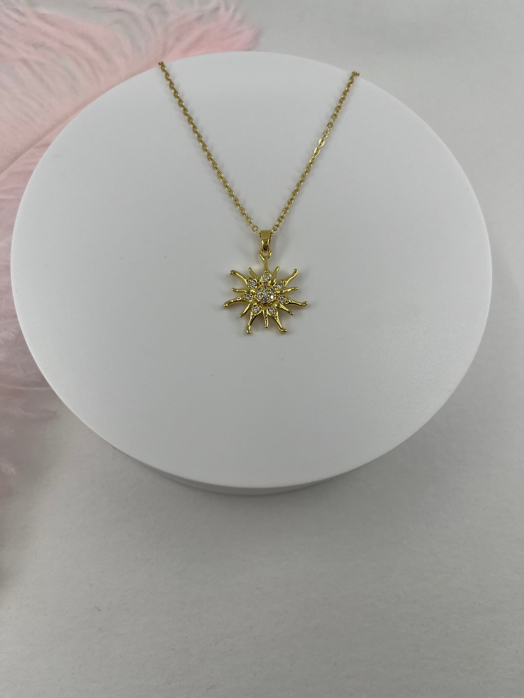 Sun Choker Necklace, Real 18K Gold Plated