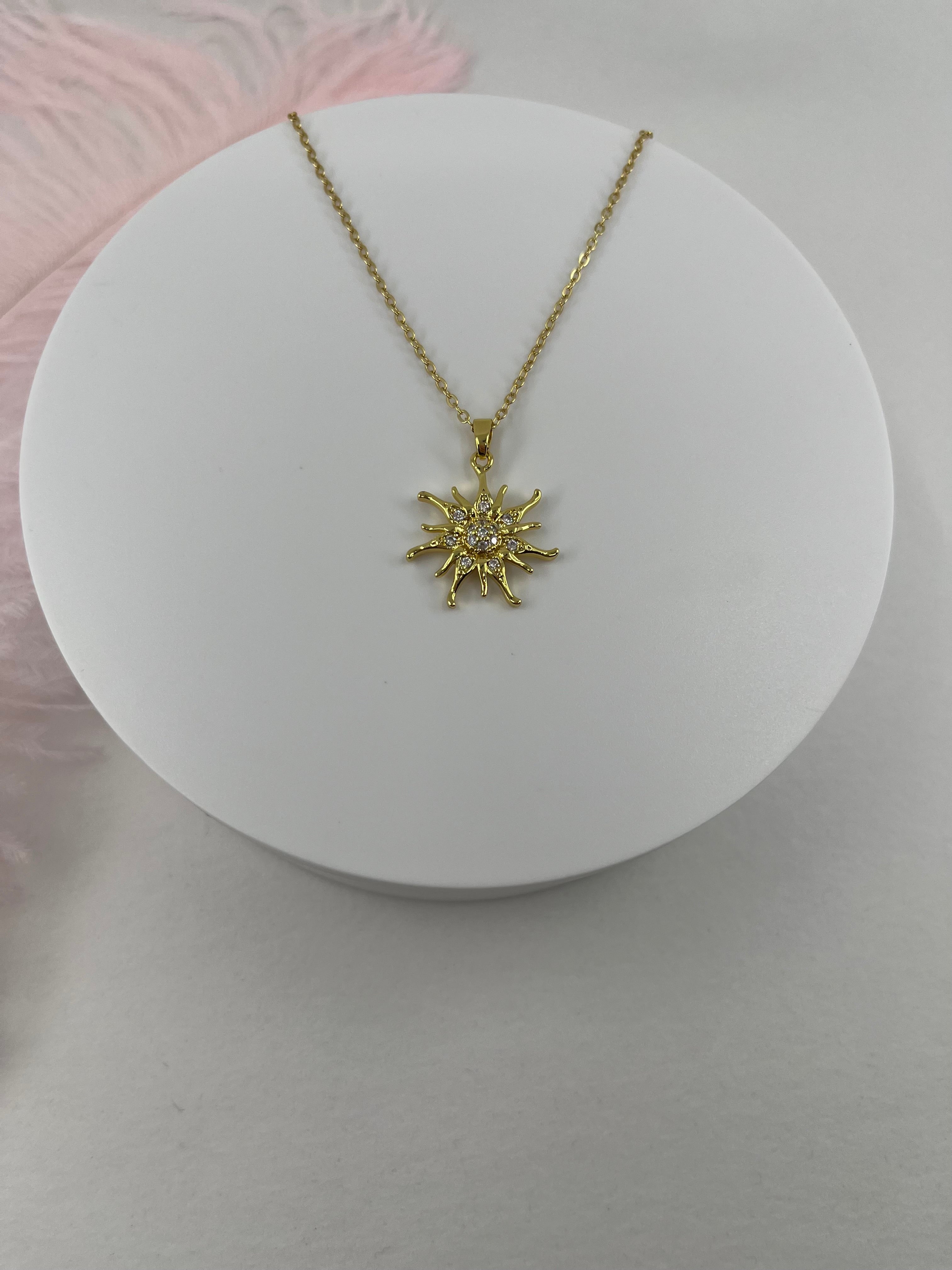Sun Choker Necklace, Real 18K Gold Plated