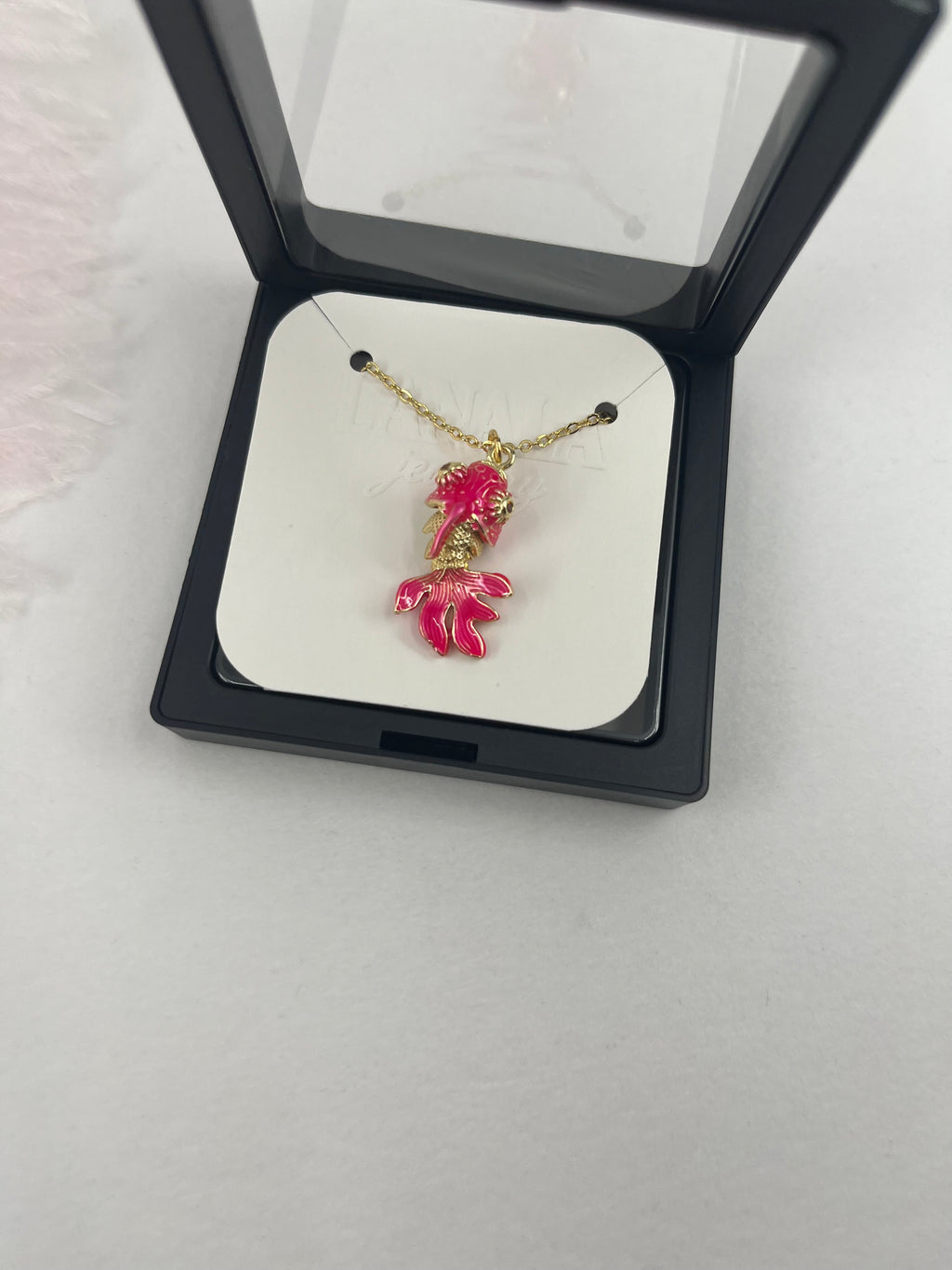 Fish enamel choker necklace, 18k gold plated