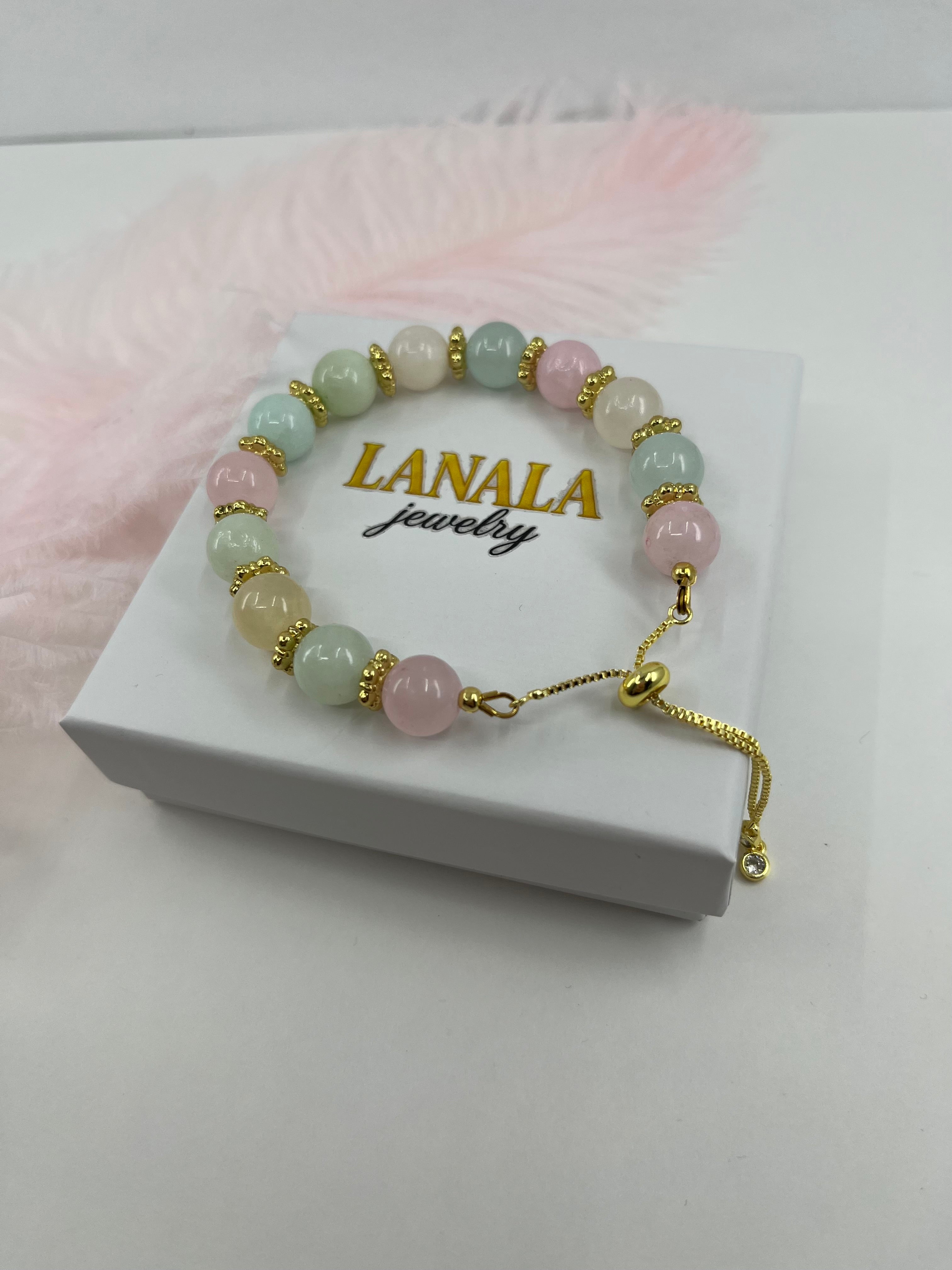Jade Bracelet with 18K Gold Plated slider