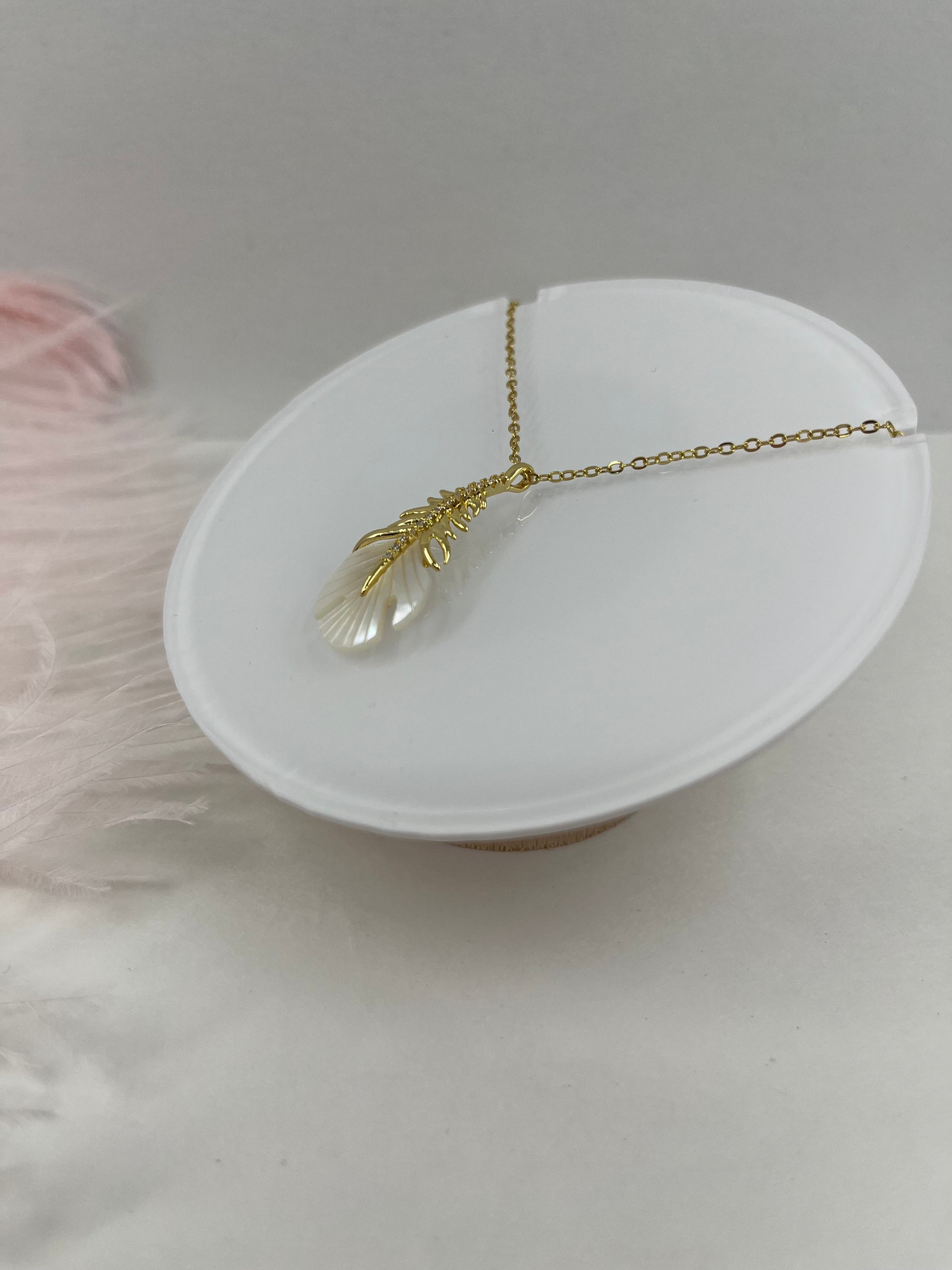 Necklace with 14K gold Feather pendant