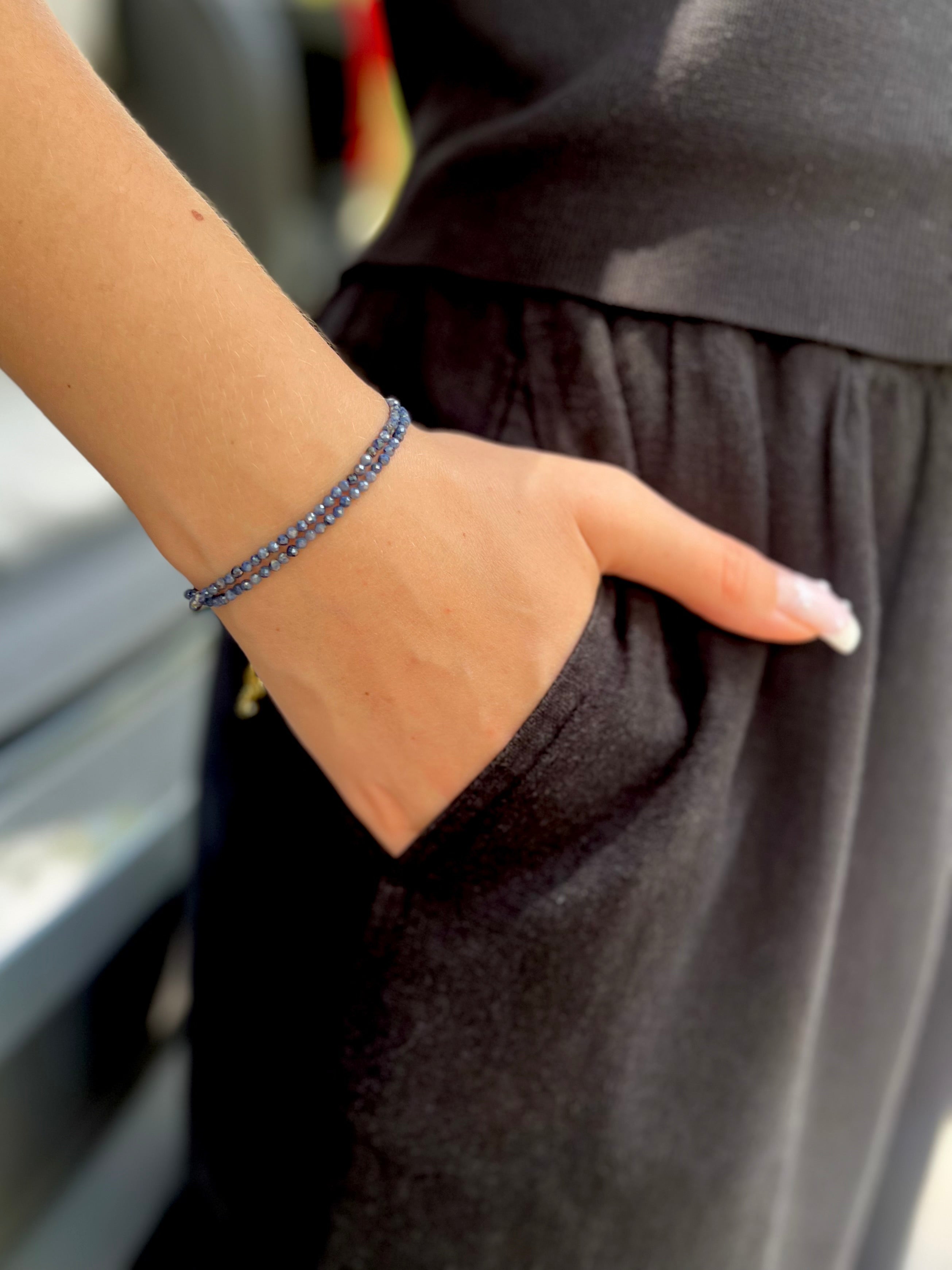 Sapphire layered bracelet with 18K Gold Plated slider