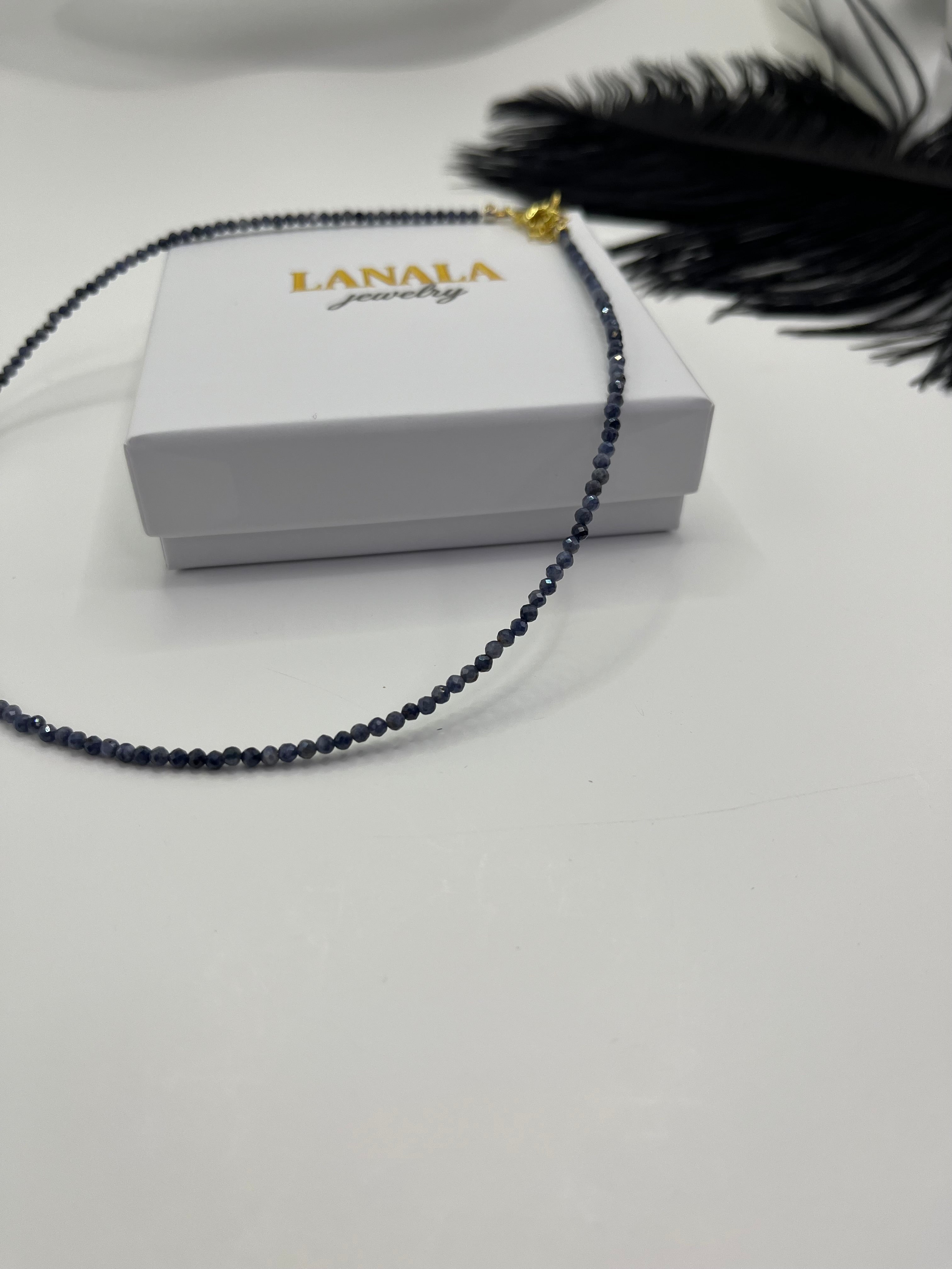 Sapphire Necklace: 18K Gold Plated clasp
