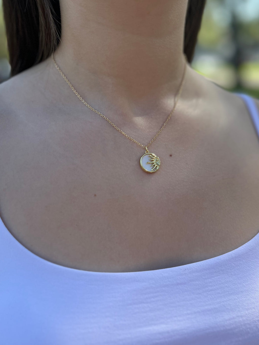 Sun Shell Necklace, Real 18K Gold Plated